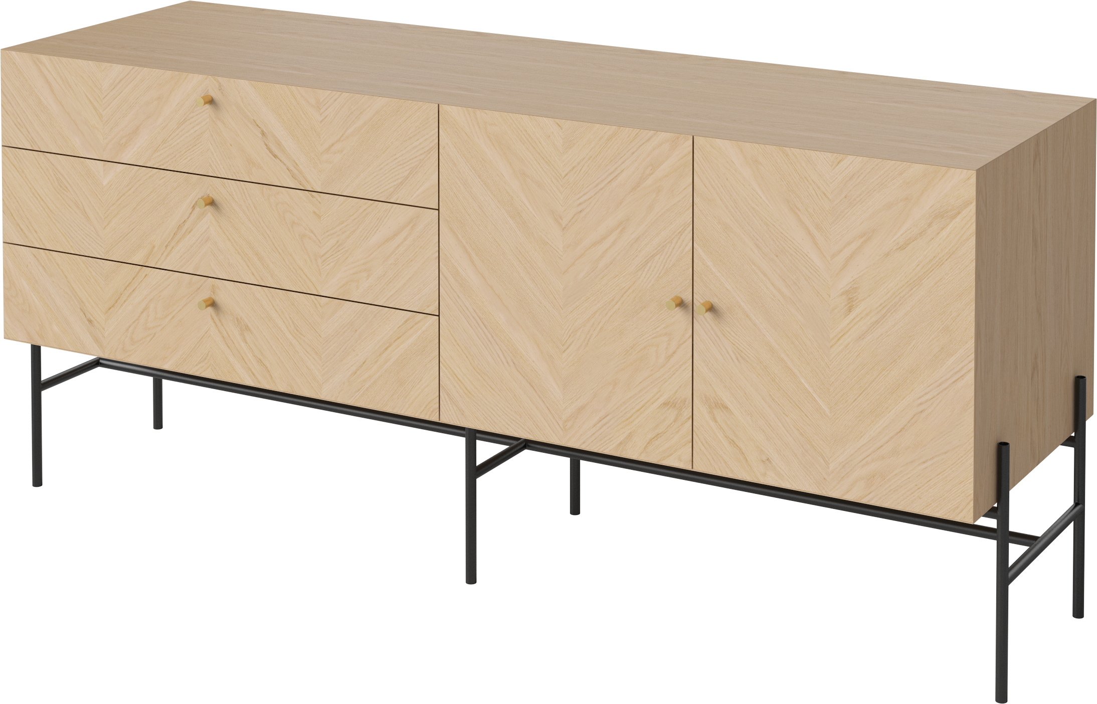 Luxus Sideboard bleichte Eichenholz mit einer schwarzen Basis