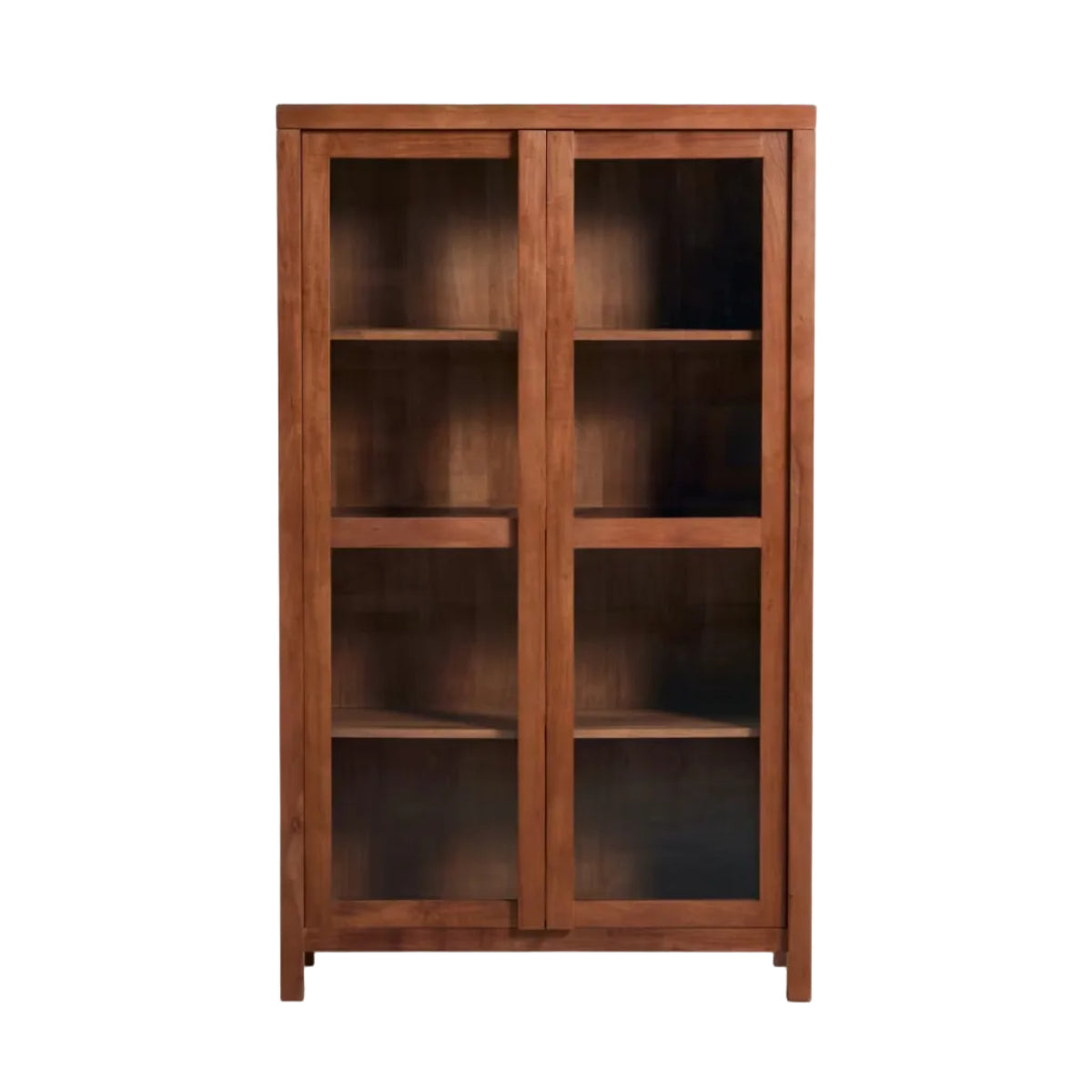 Vitrine mit Glasfront NORANI aus massivem Holz und Akazienfurnier