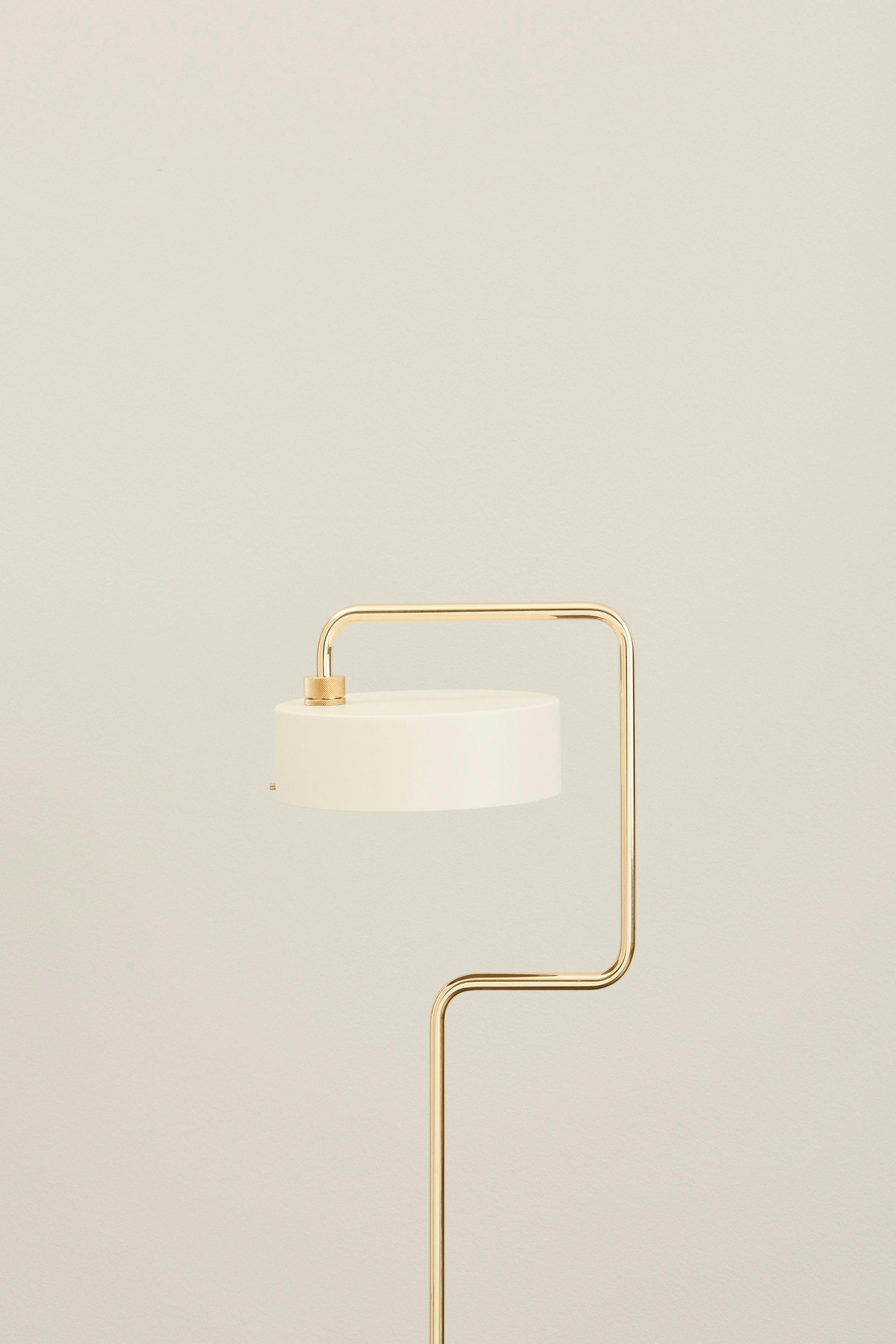 Petite machine floor lamp broken white