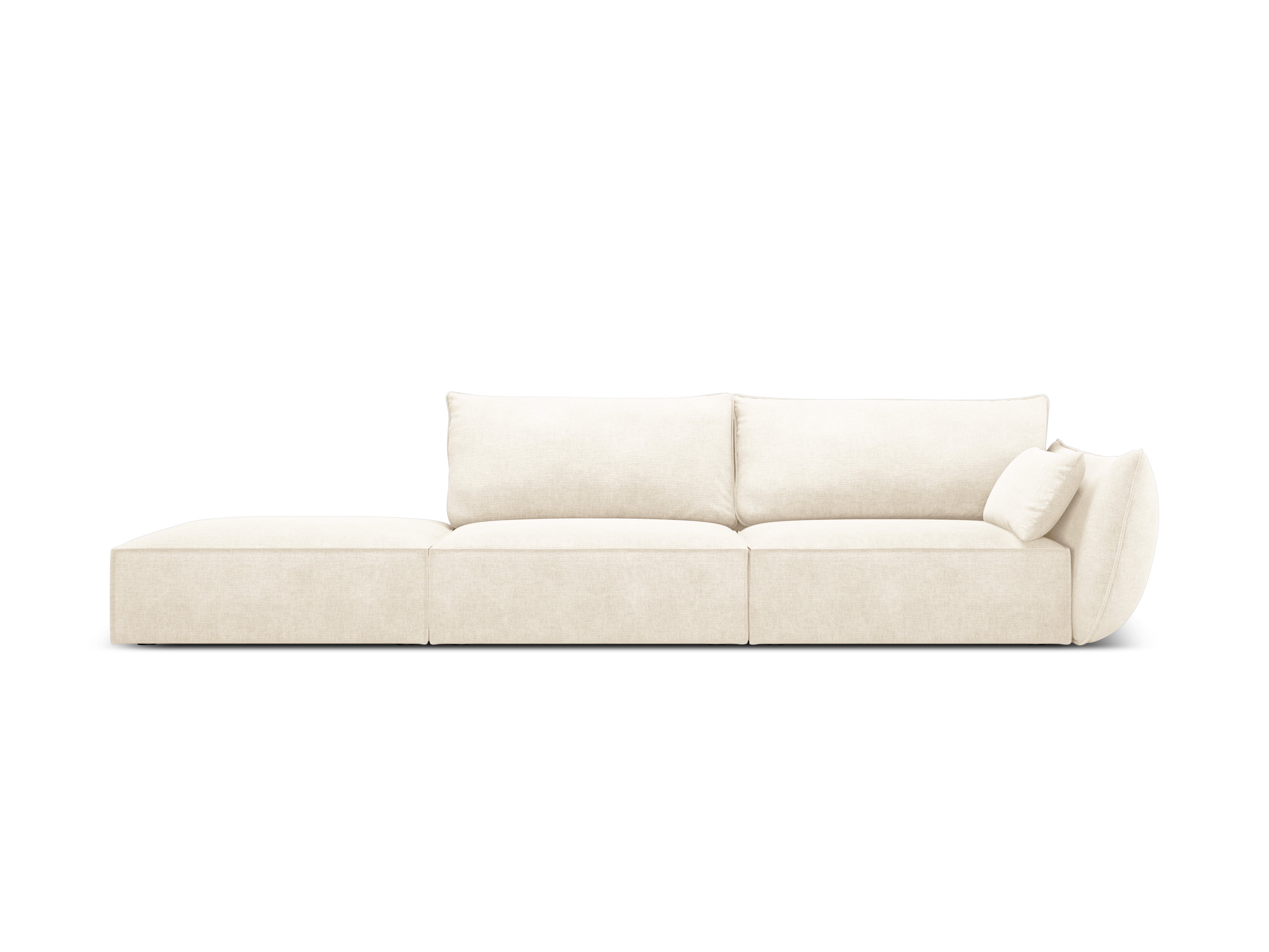 Sofa im Schneckenstoff gelassen -offen geöffneter helles Beige Vanda