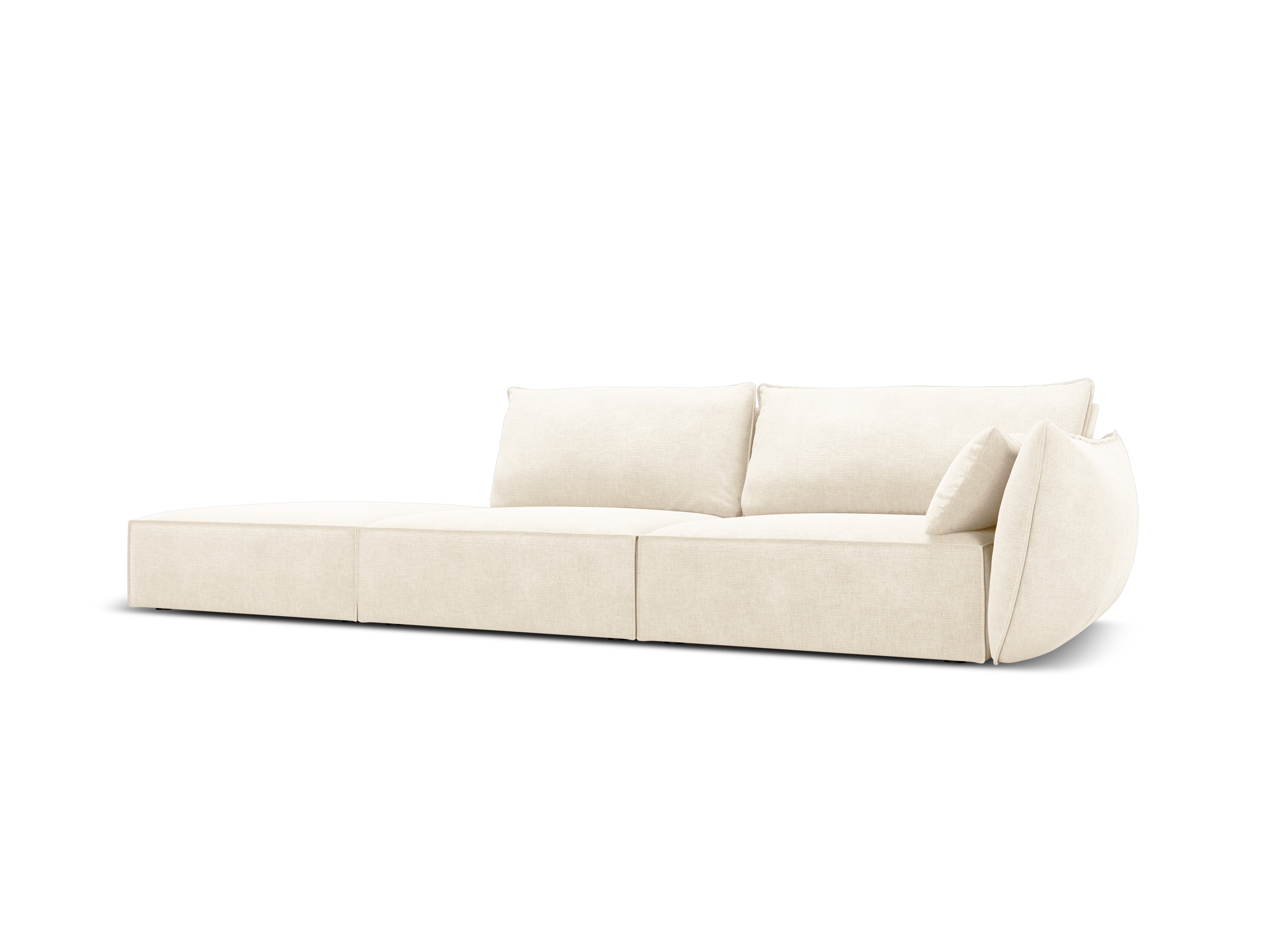 Sofa im Schneckenstoff gelassen -offen geöffneter helles Beige Vanda
