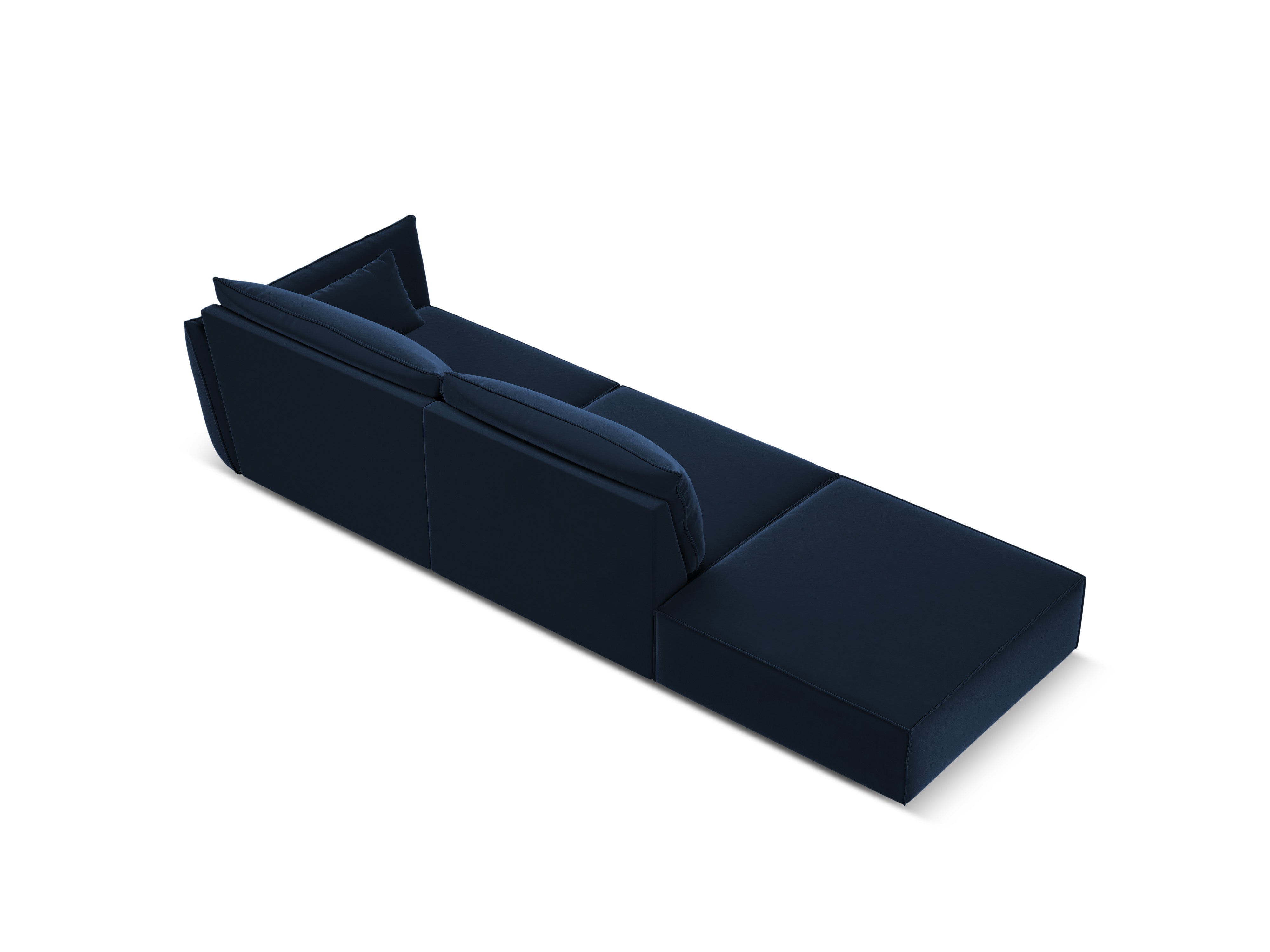 Links -Seiten -Samtsofa Open Vanda Marine Blau