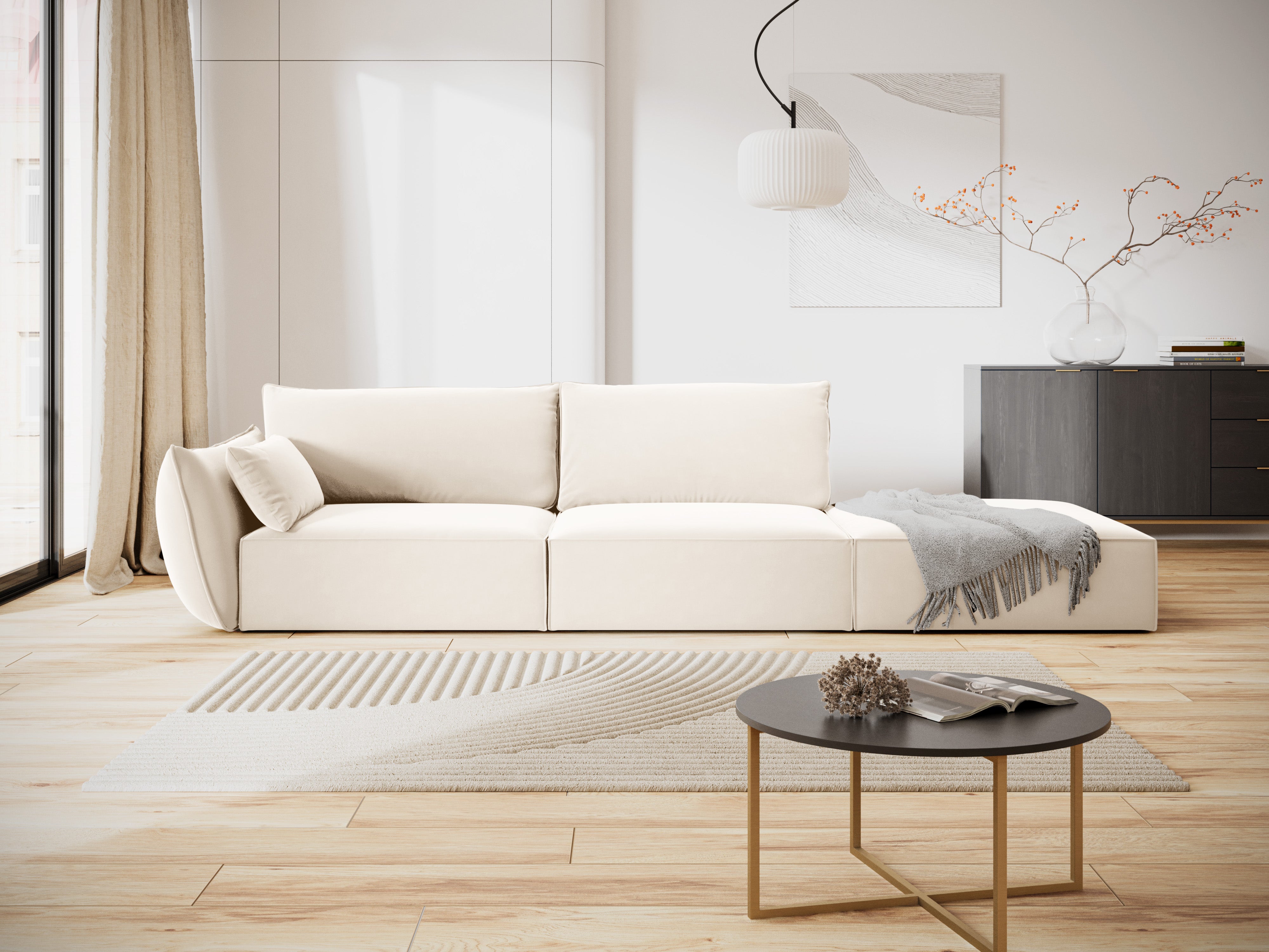 RECHTEN -SANDEL VELVET -SOFA Offener Vanda Beige