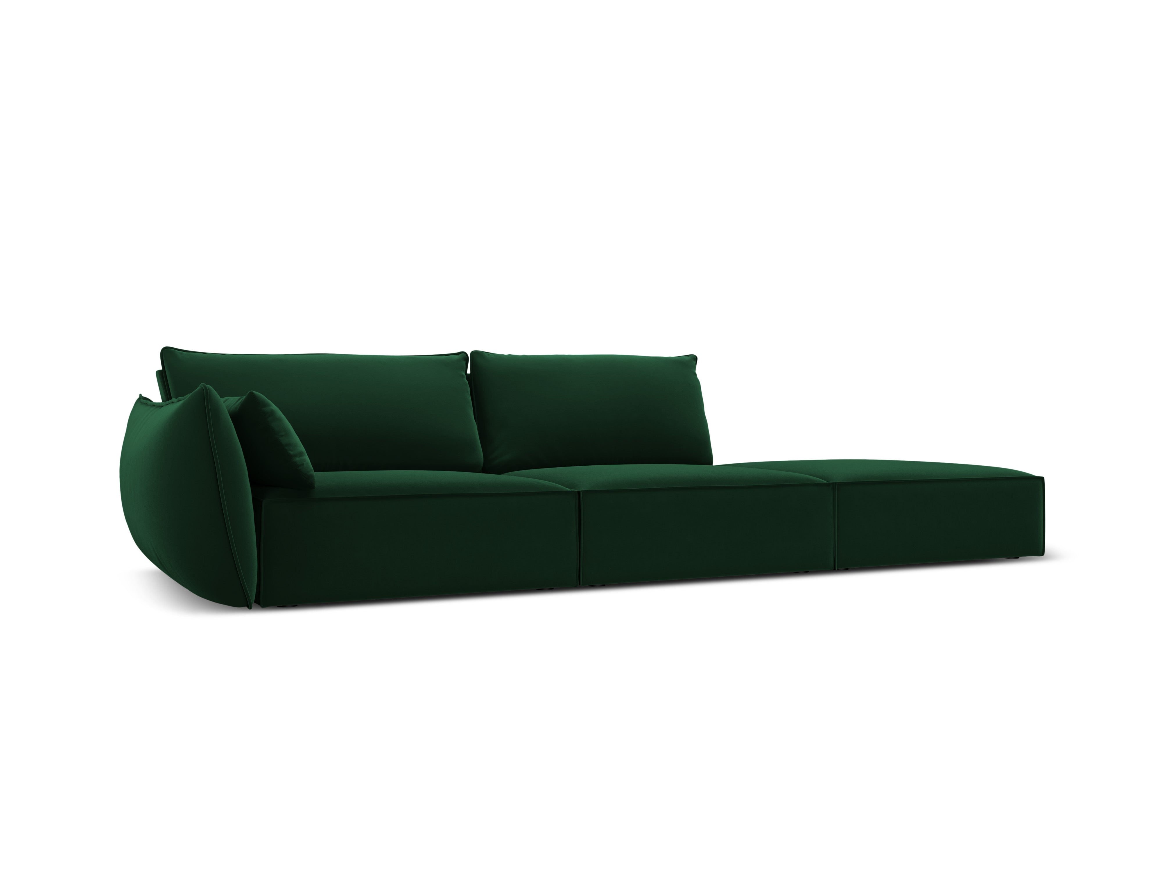 RECHTEN -SANDEL VELVET -SOFA Offenes Vanda Flasche Grün grün