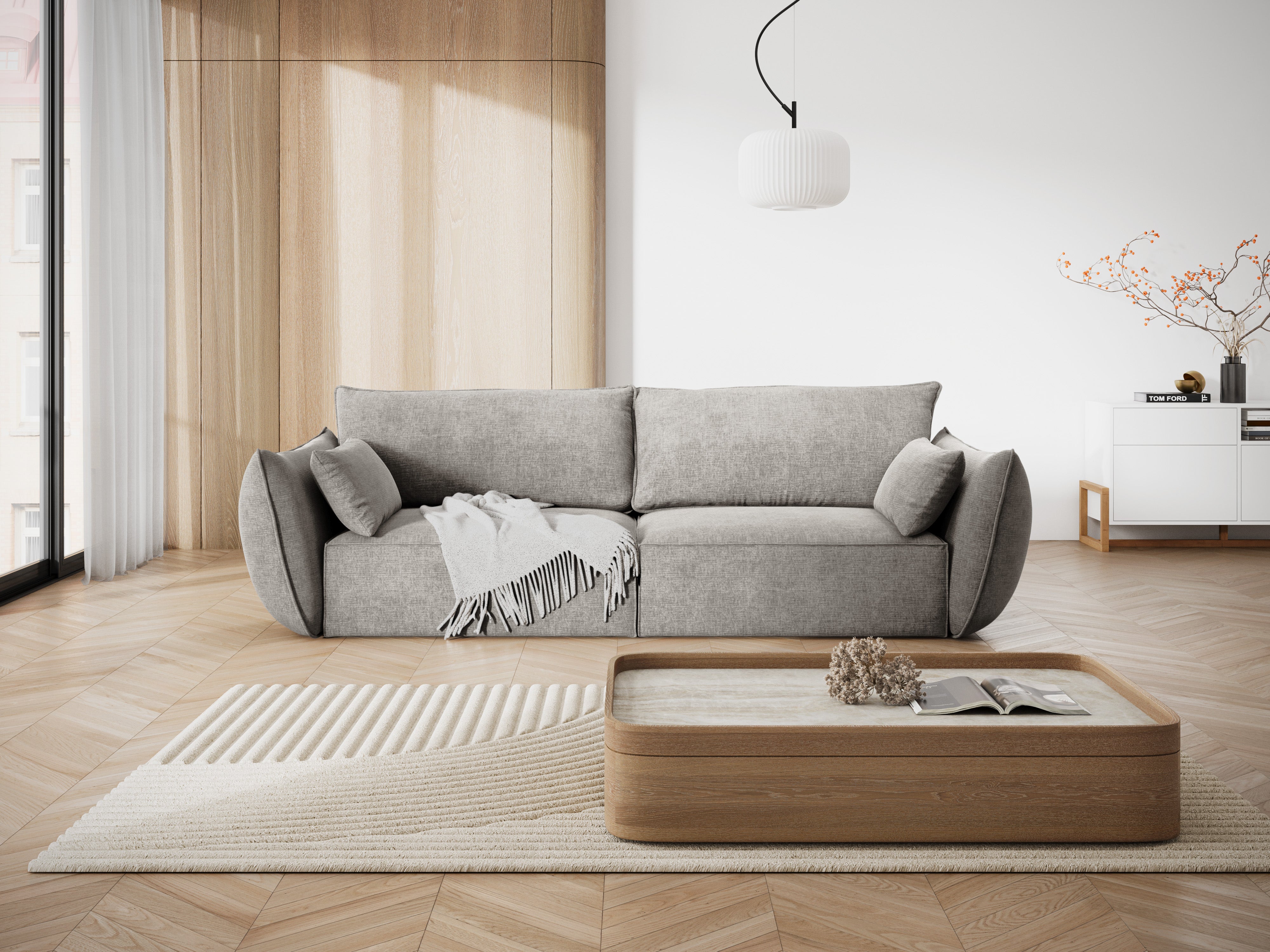 Sofa im Szenil -Stoff des 3. Vanda Jasnoszary