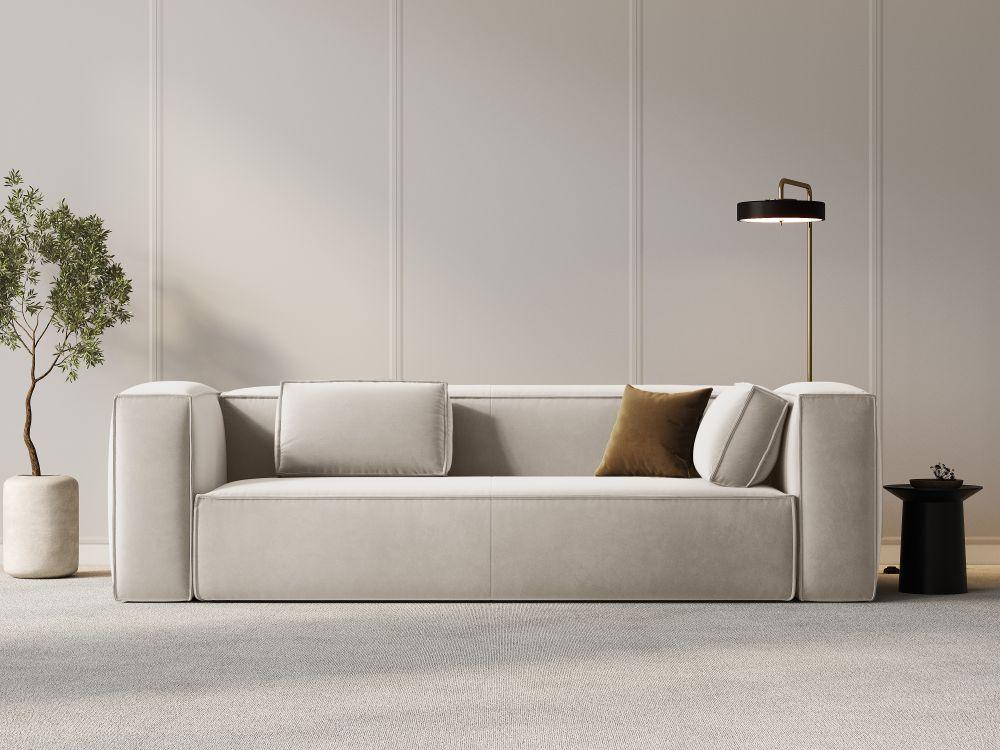 Samt 4-Sitzer Sofa MACKAY hellbeige