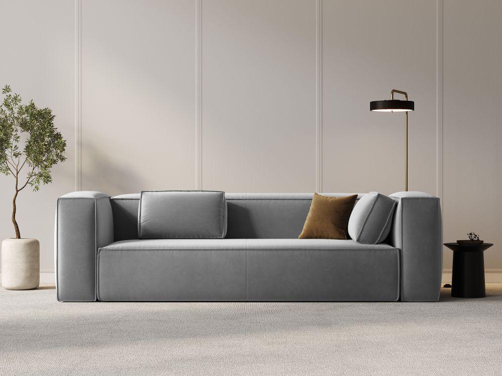 Samt 4-Sitzer Sofa MACKAY hellgrau