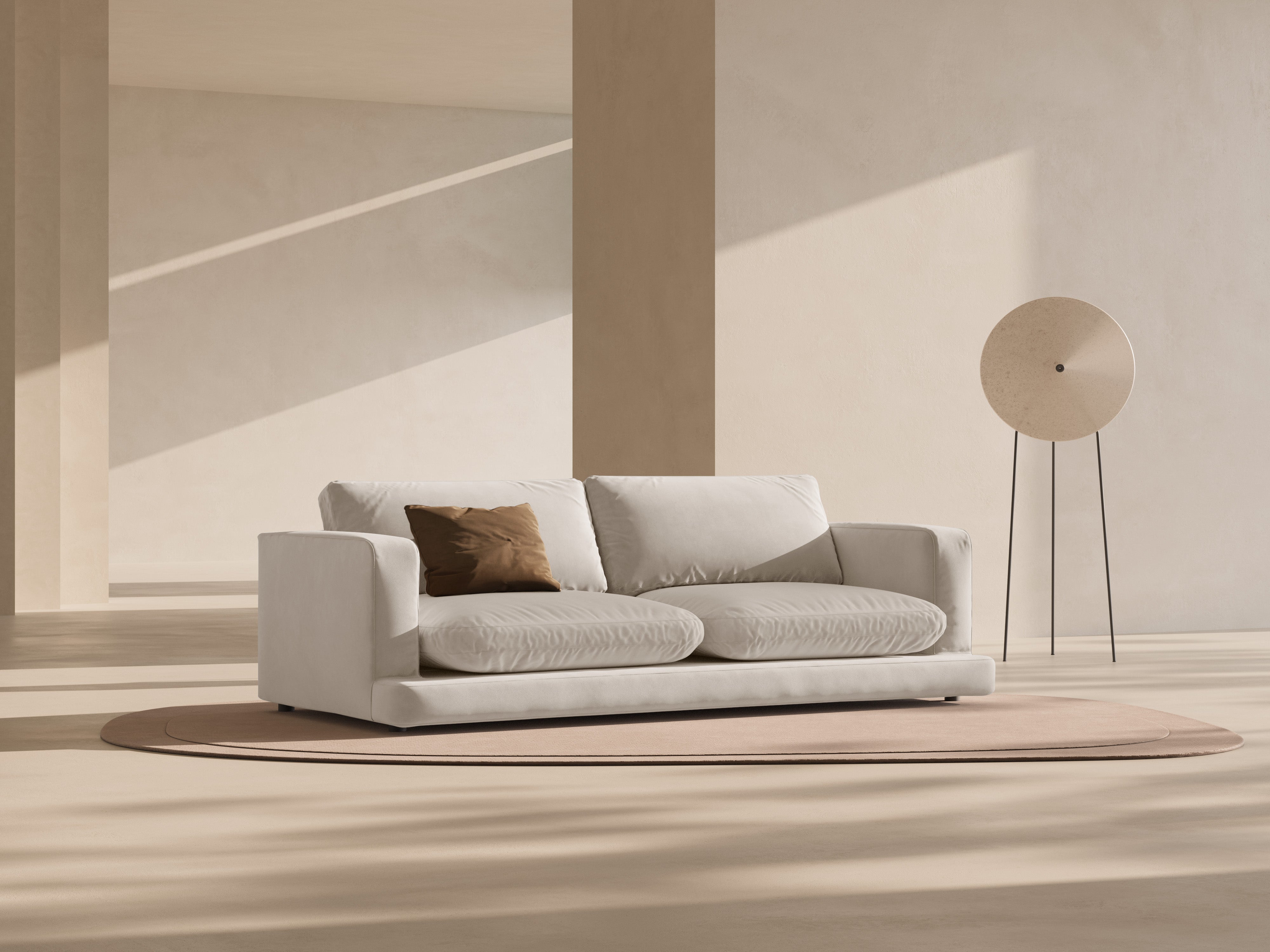 Velvet sofa for 4 people DAPHNE light beige