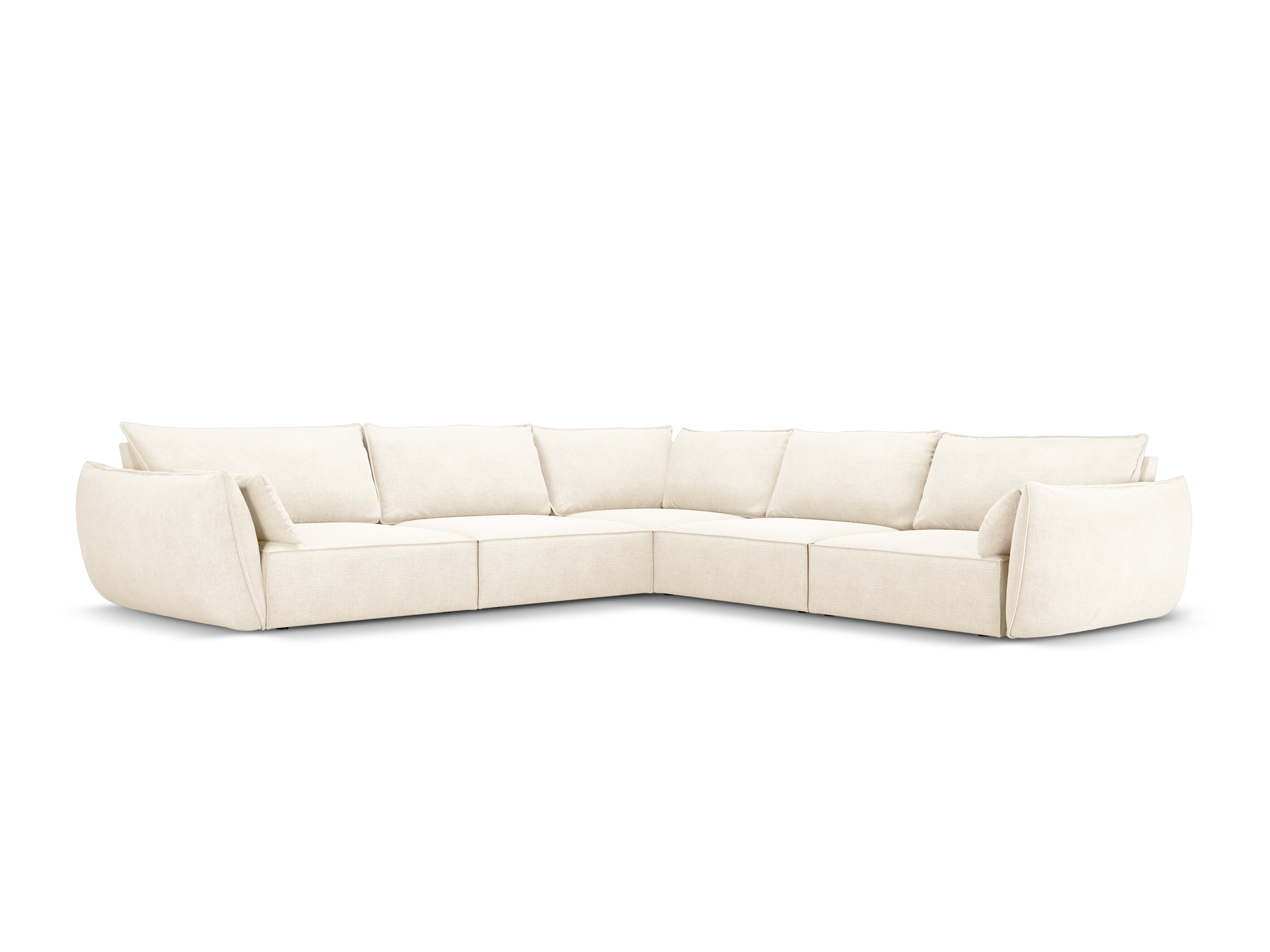 Symmetrische Ecke im hellen beige Szenil -Stoff