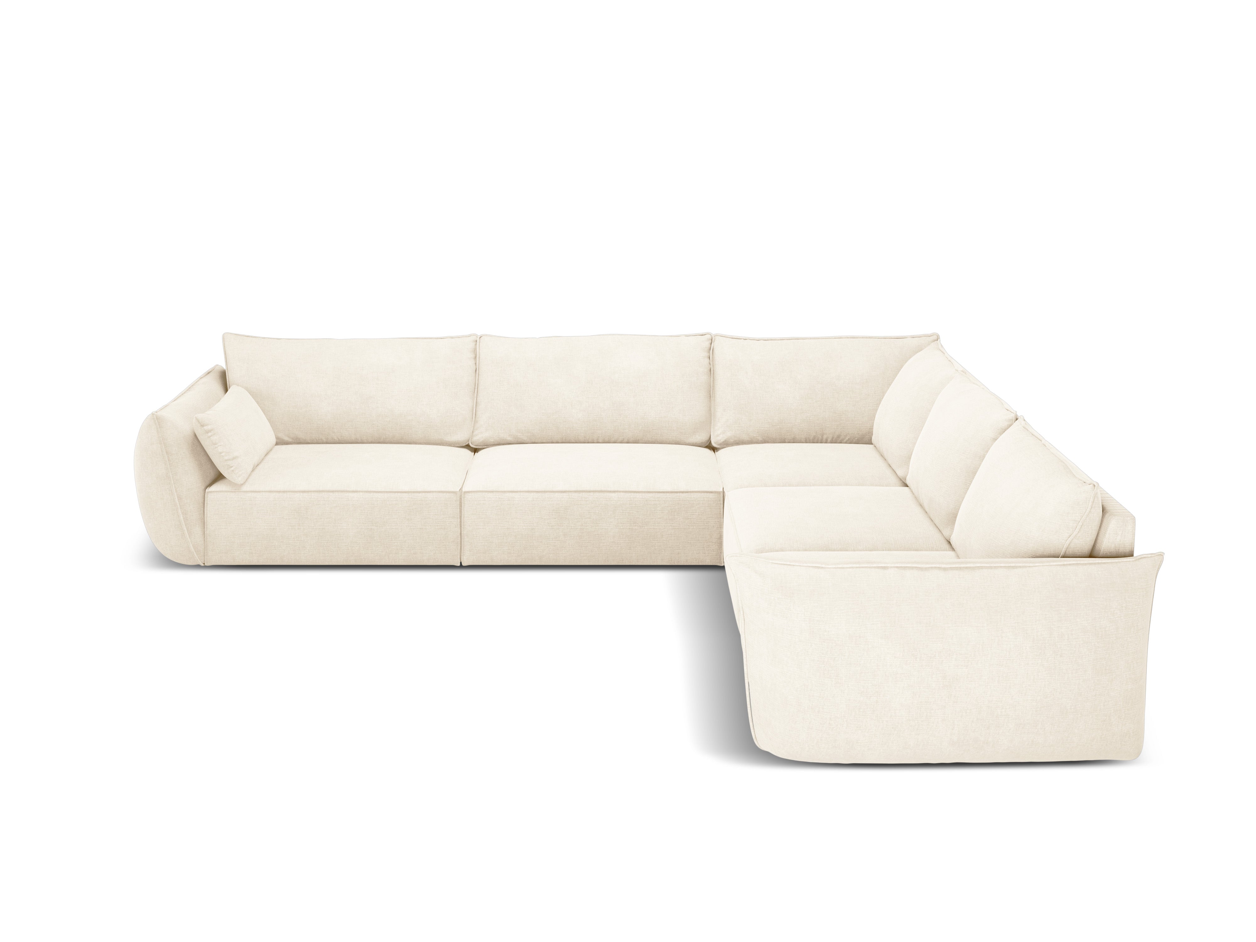 Symmetrische Ecke im hellen beige Szenil -Stoff