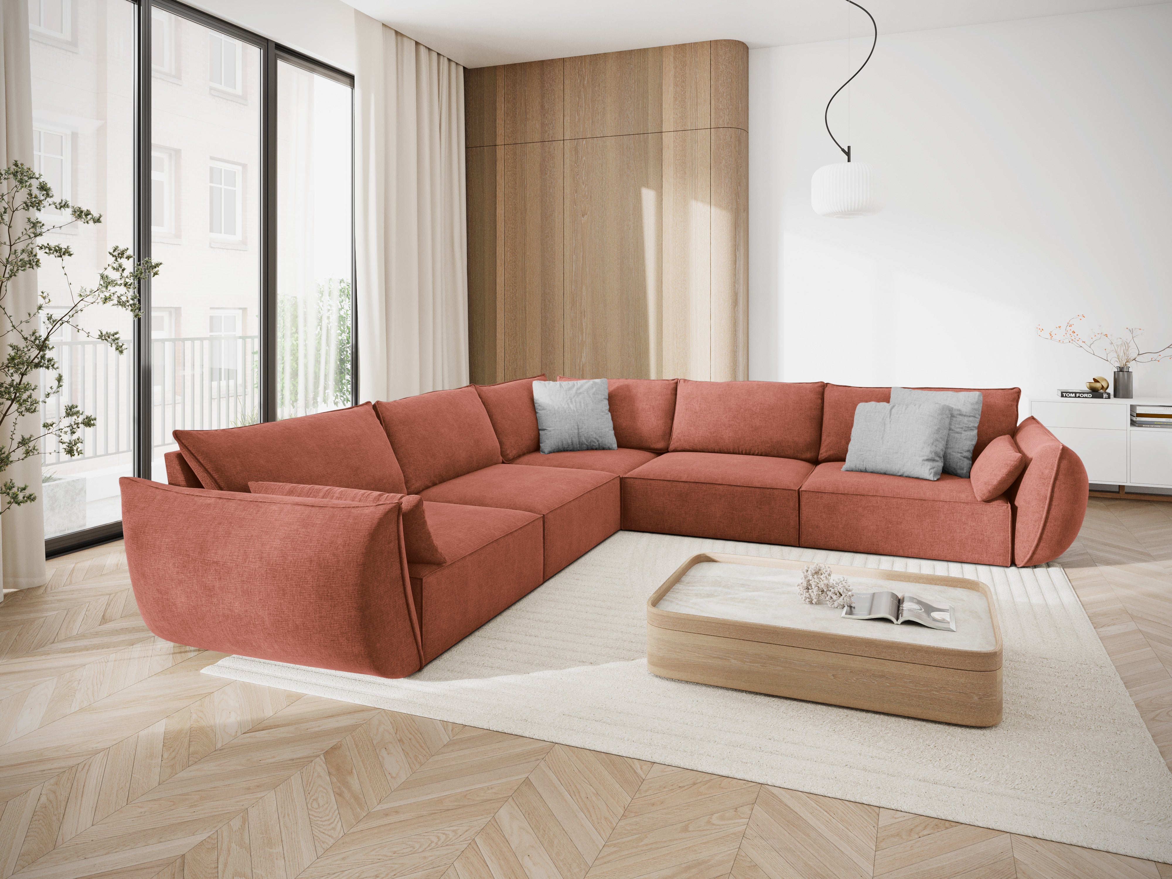 Symmetrische Ecke im Vanda Terracotta Sznille Stoff