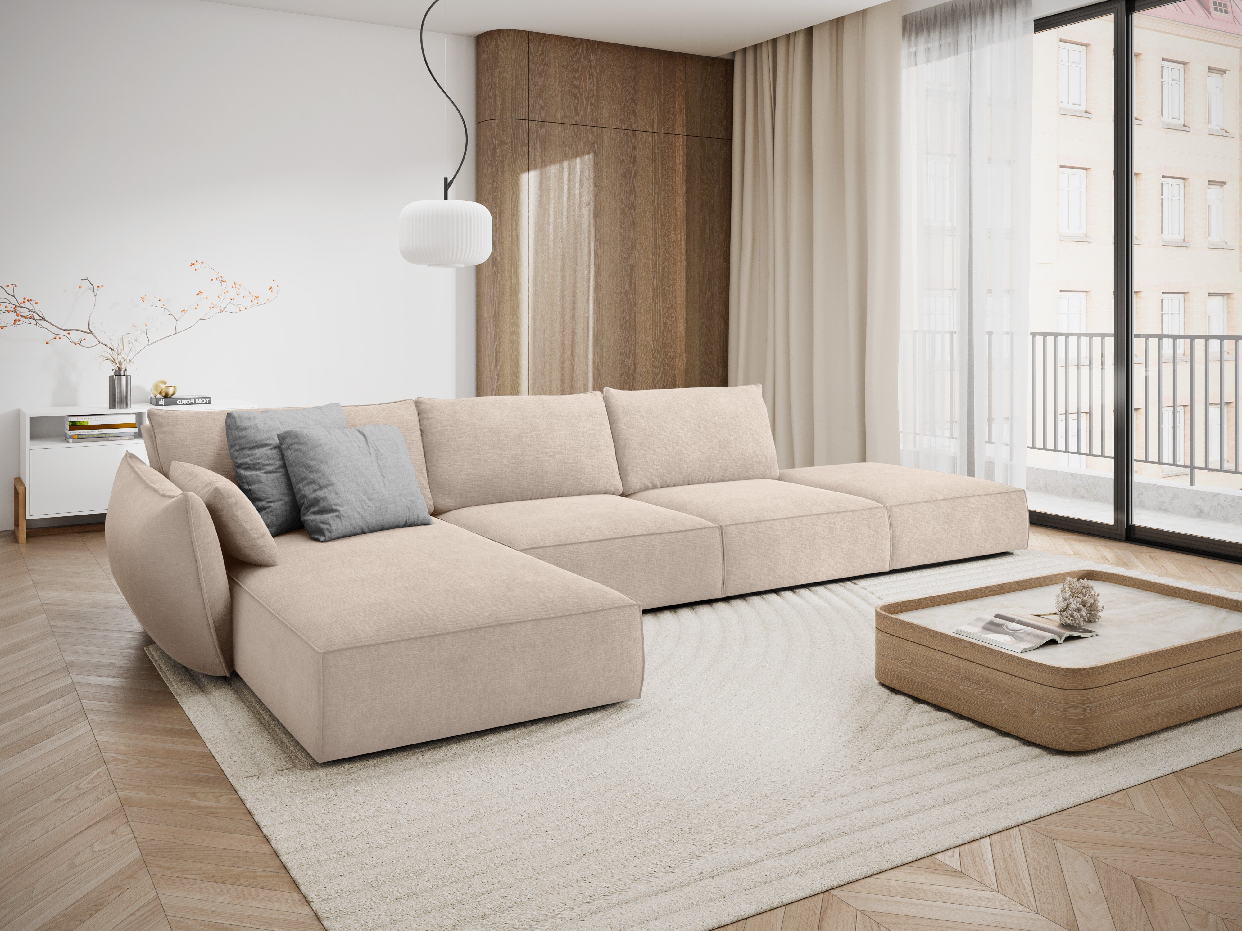 Eine Ecke im Szenil -Stoff links -offenes Vanda Beige