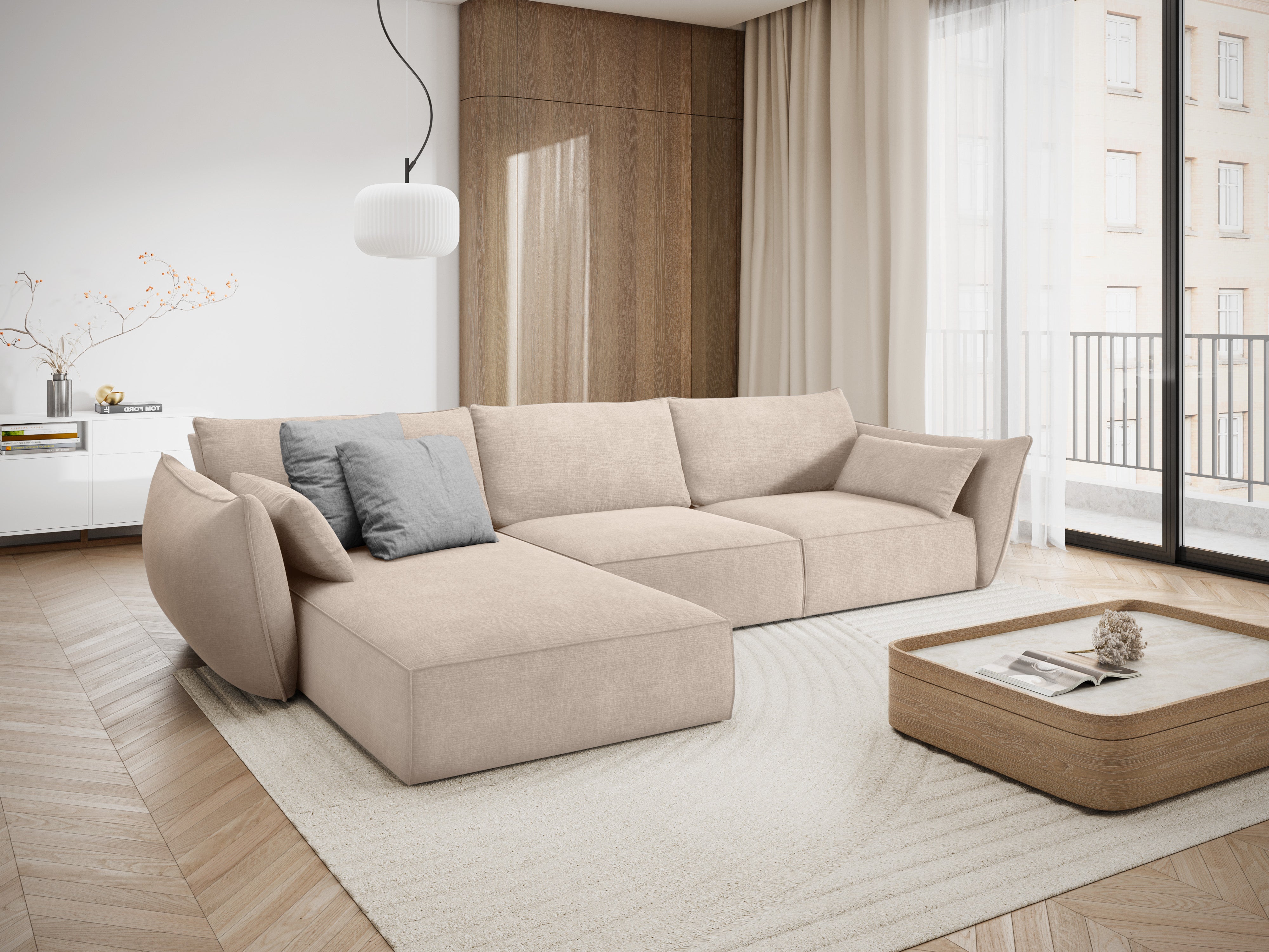 Eine Ecke im Szenil-Stoff links 4-Personen Beige Vanda