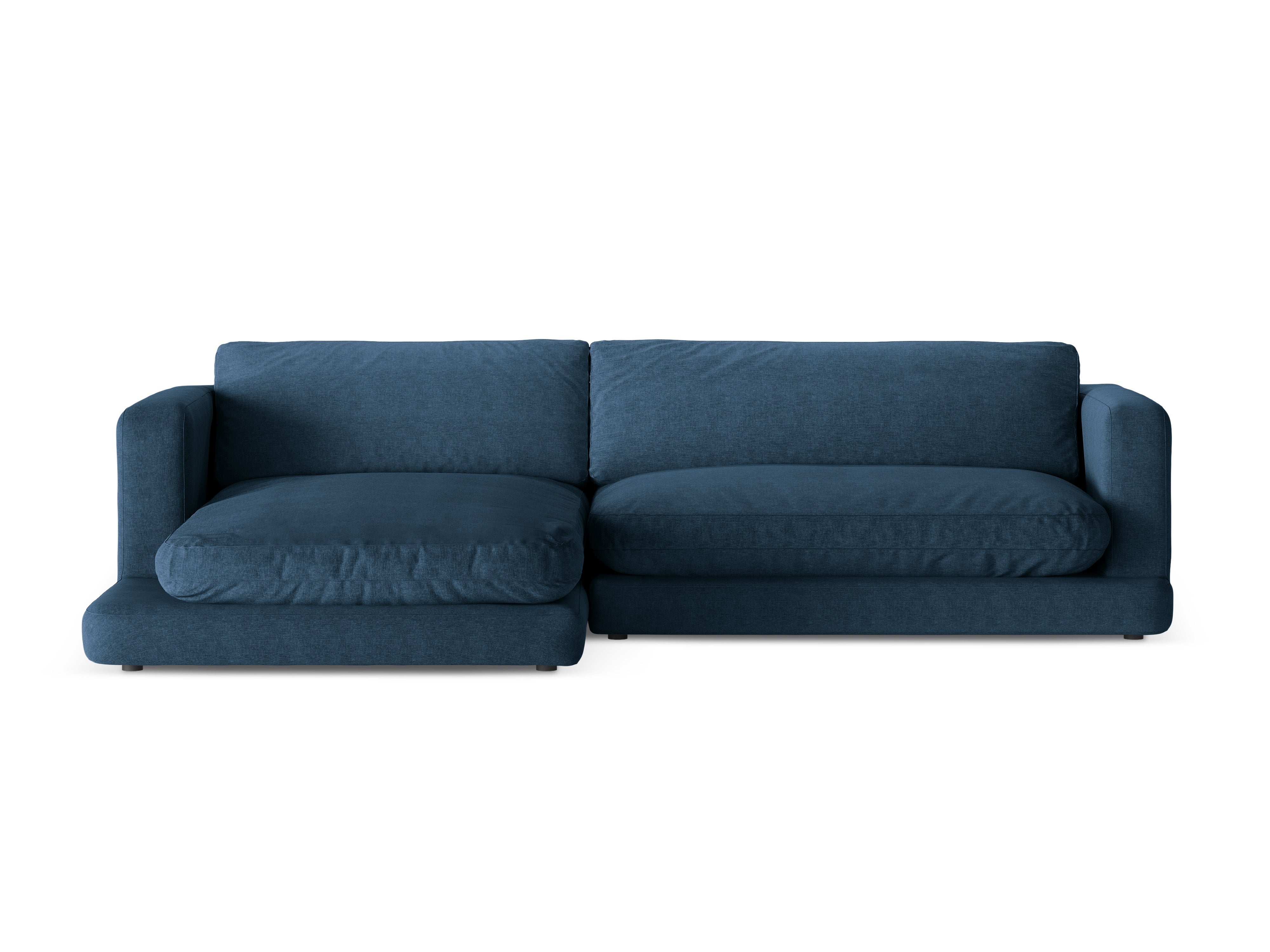 Linksseitige Eckcouch DAPHNE dunkelblauer Chenille