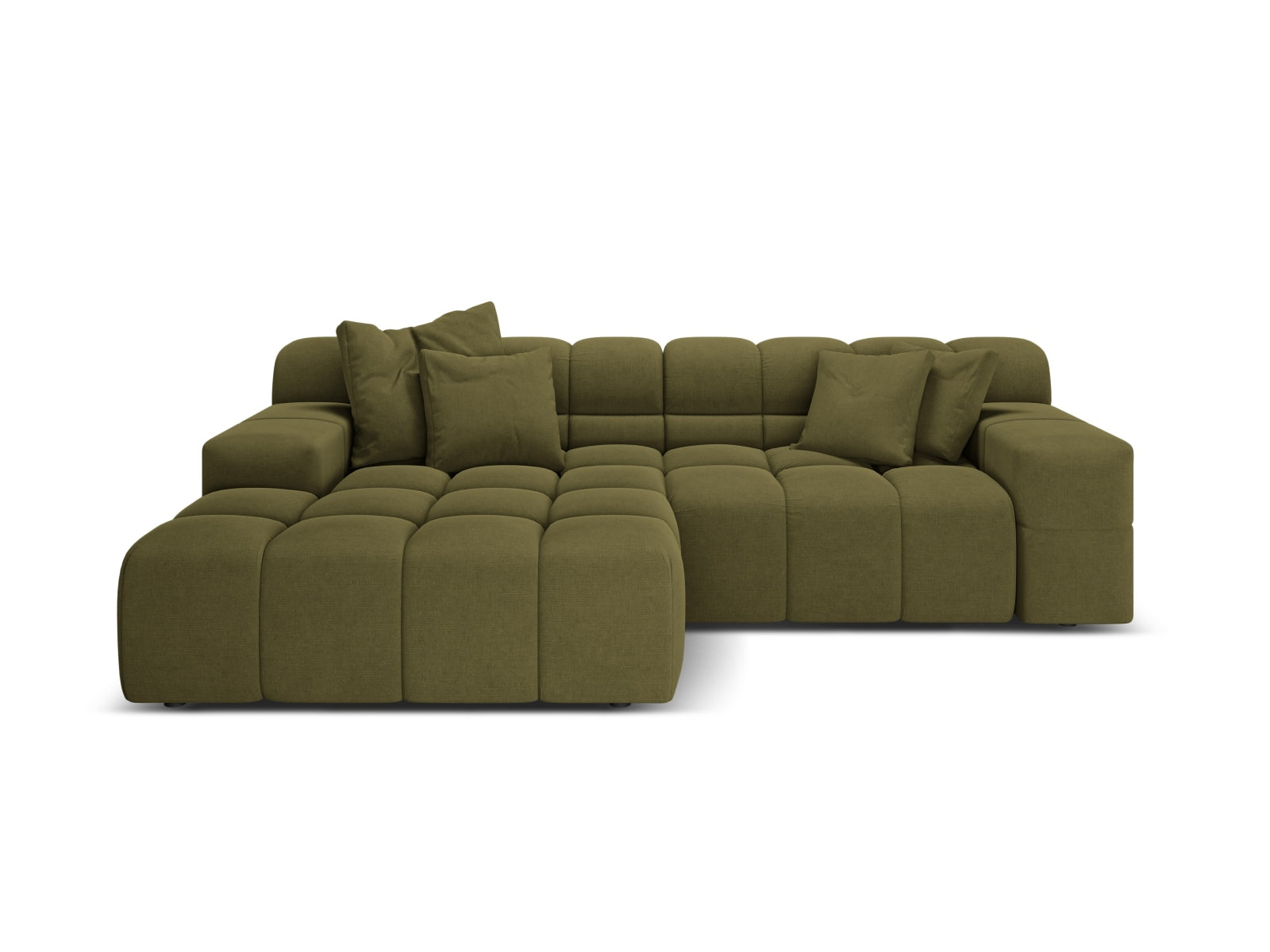 Zweisitzer-Ecksofa links AGAVE grün Chenille