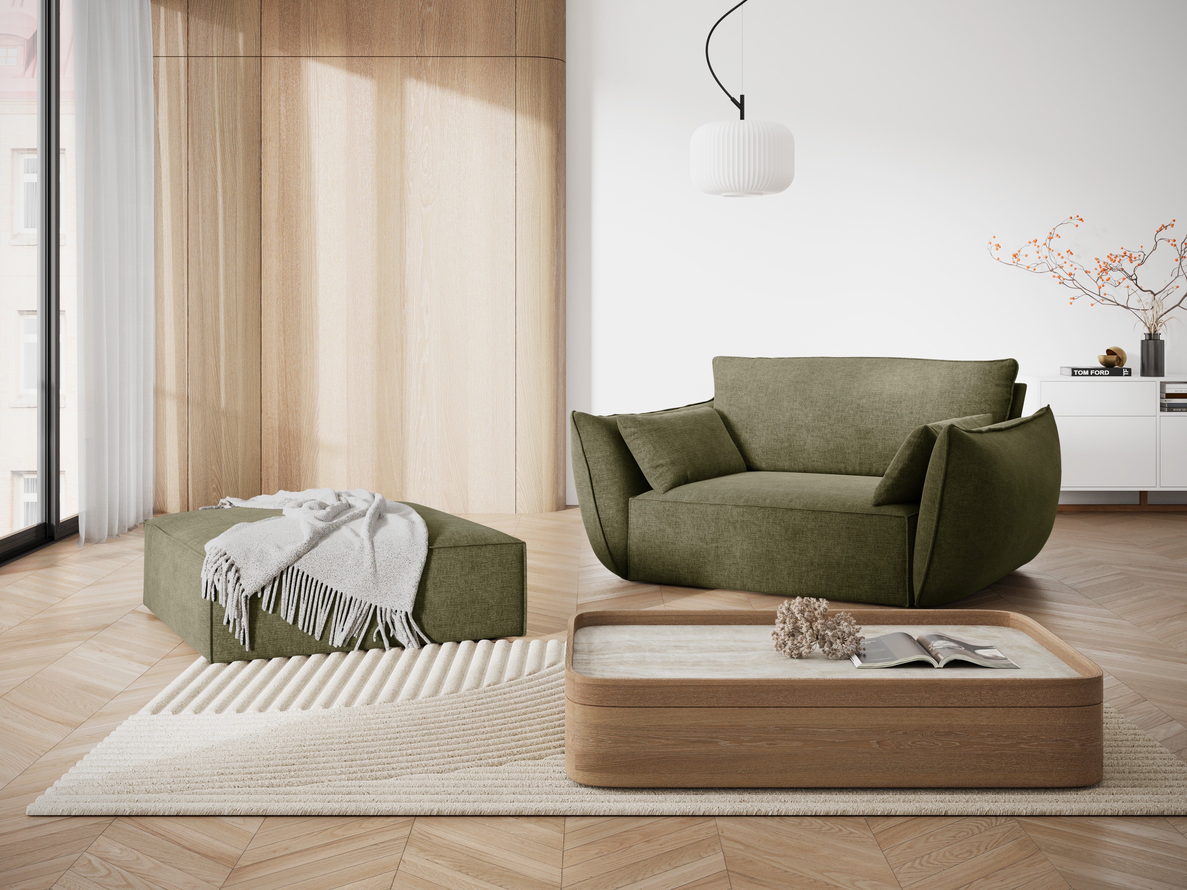 Pouf im Szenil -Stoff von Vanda Zielony