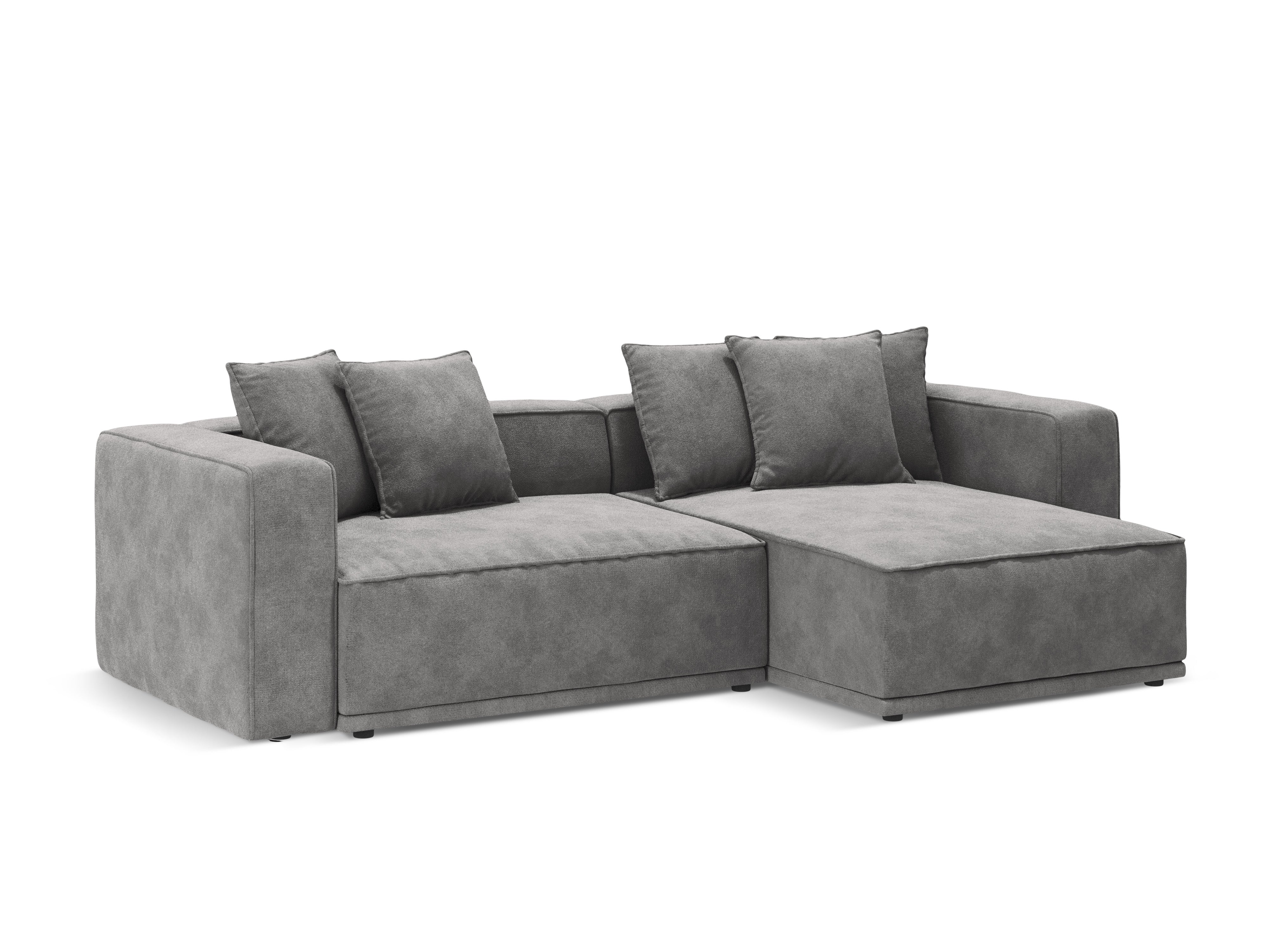 Right-facing velvet corner sofa bed RIBES petrol blue