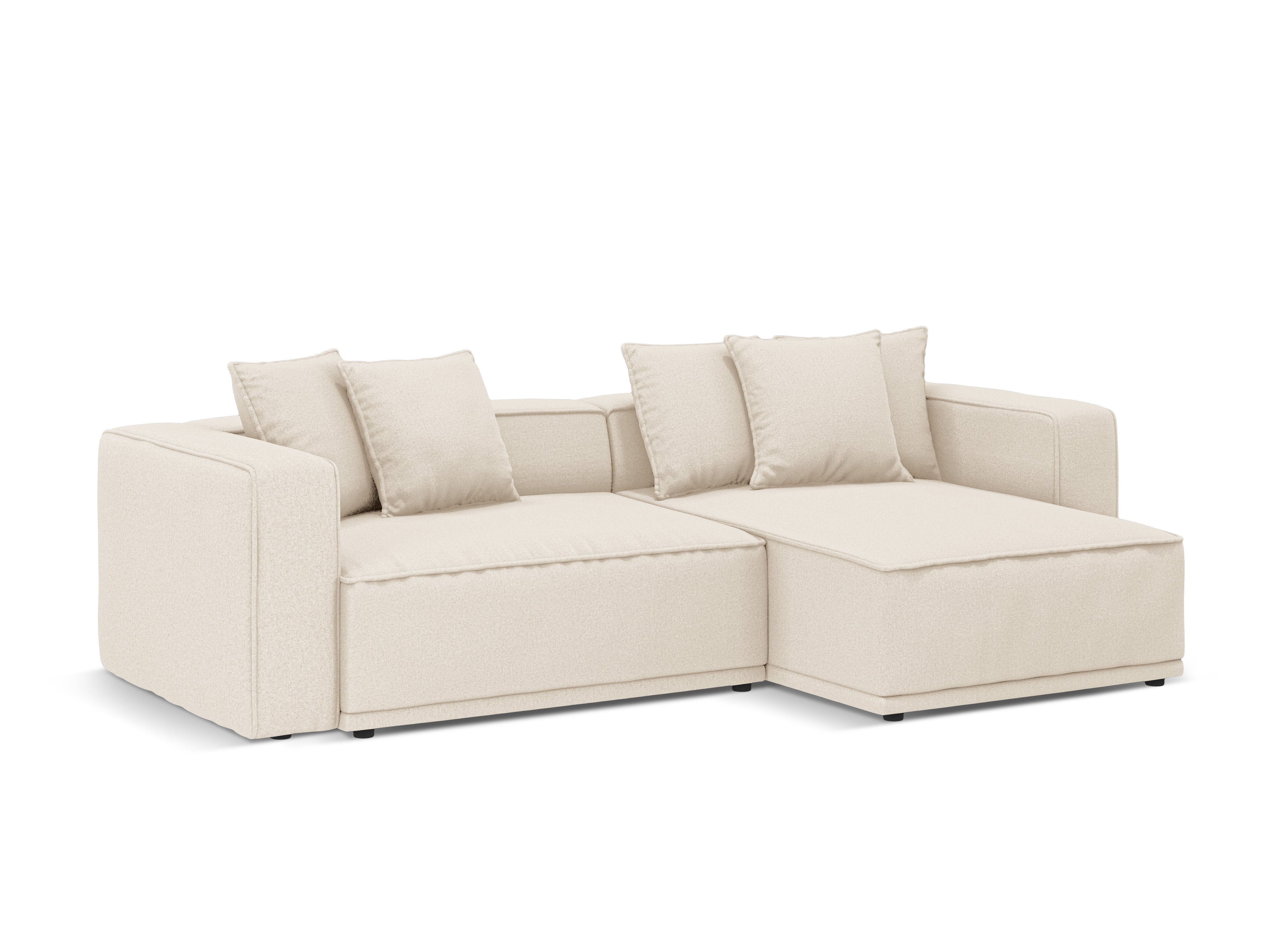 Right-hand corner sofa bed RIBES light beige chenille