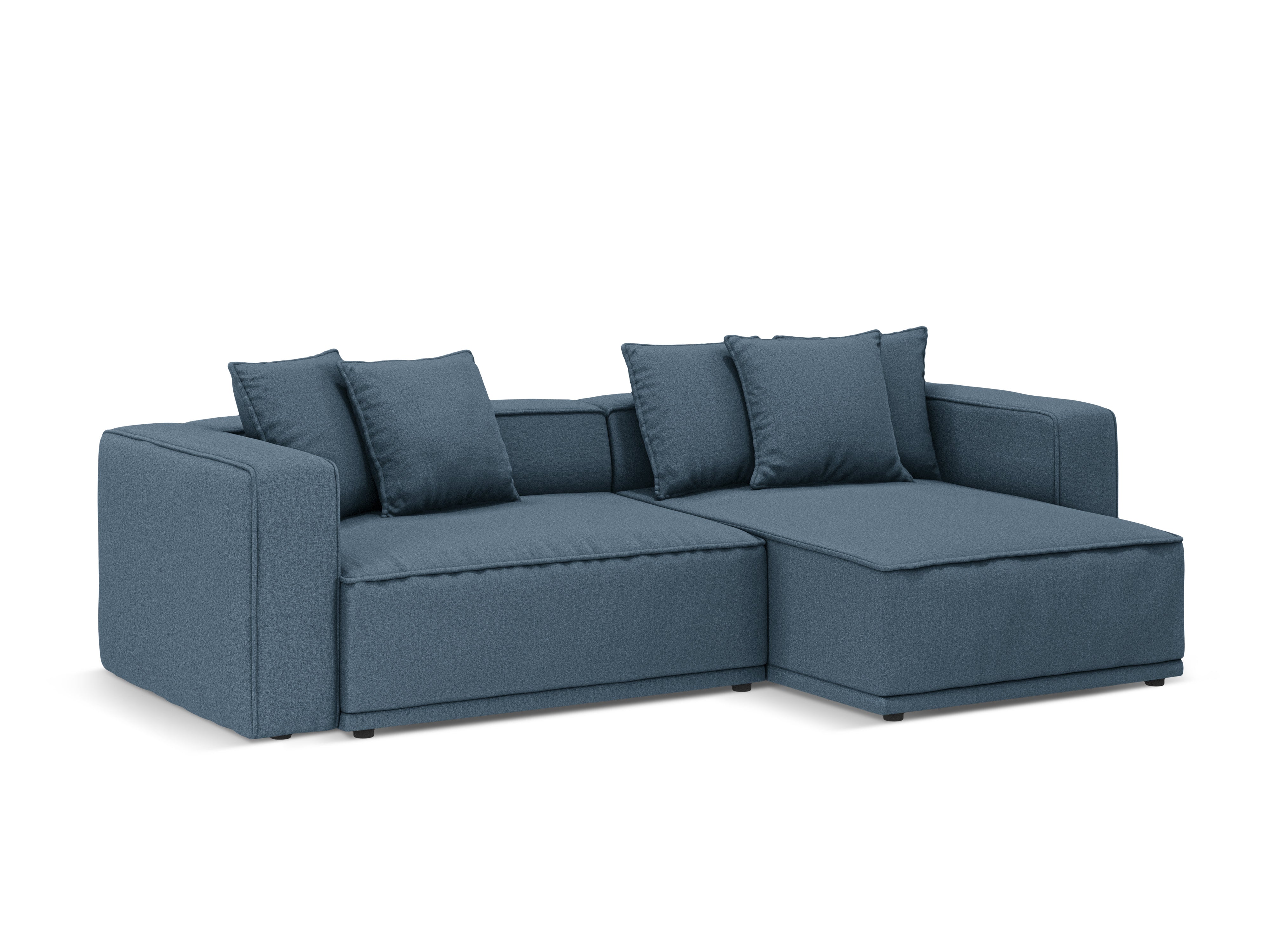 Right-sided corner sofa bed RIBES denim blue chenille