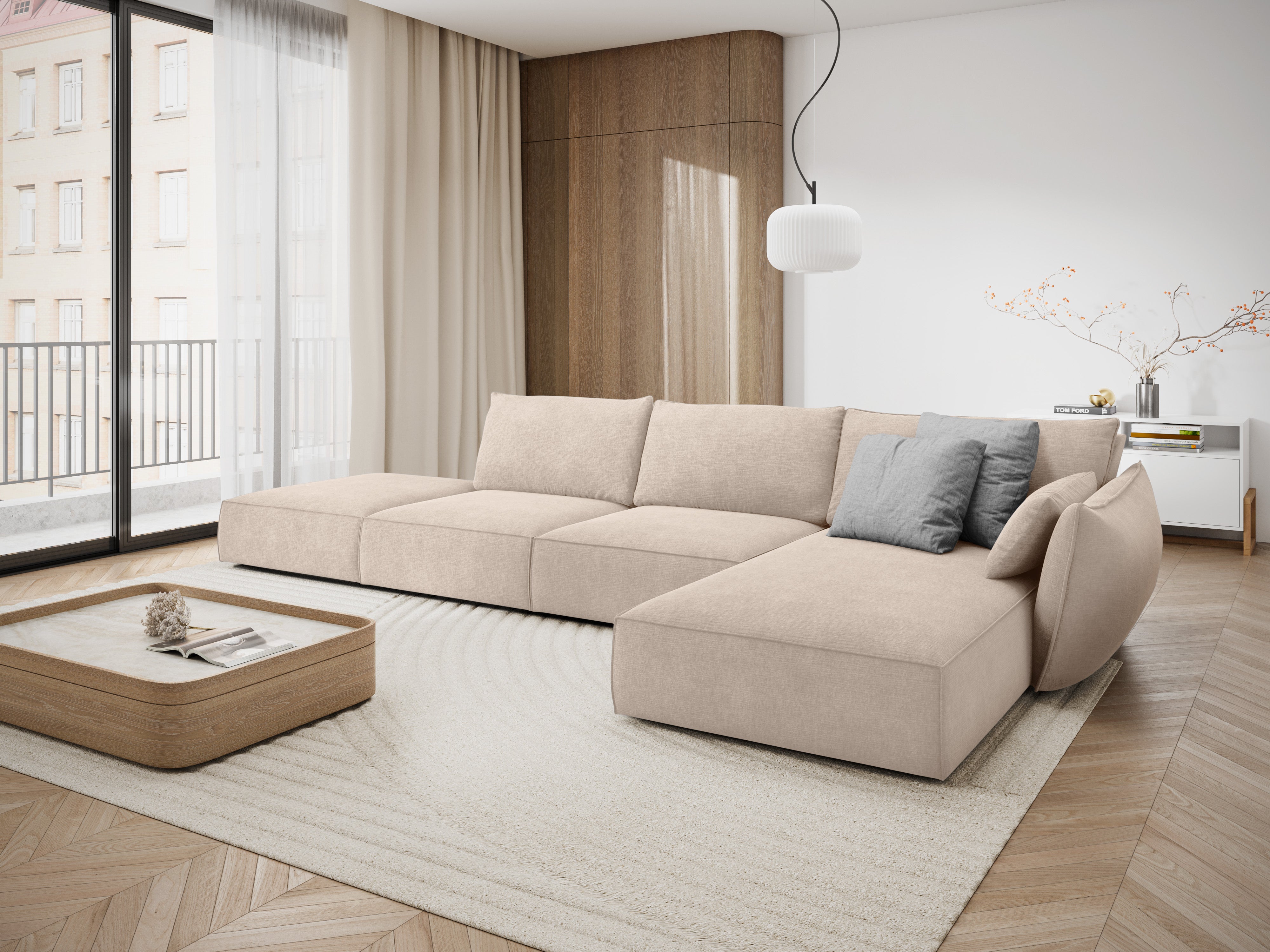 Ecke im Szenil Stoff rechts -offenes Vanda Beige