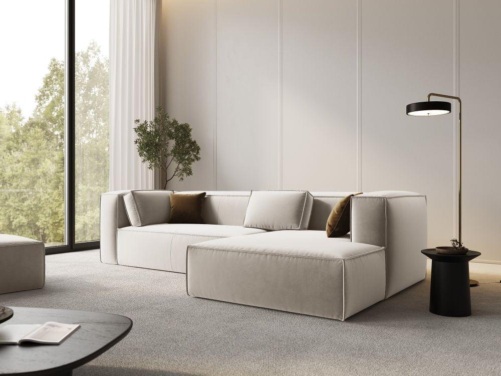 Ecksofa Samt 4-Sitzer rechts MACKAY hellbeige