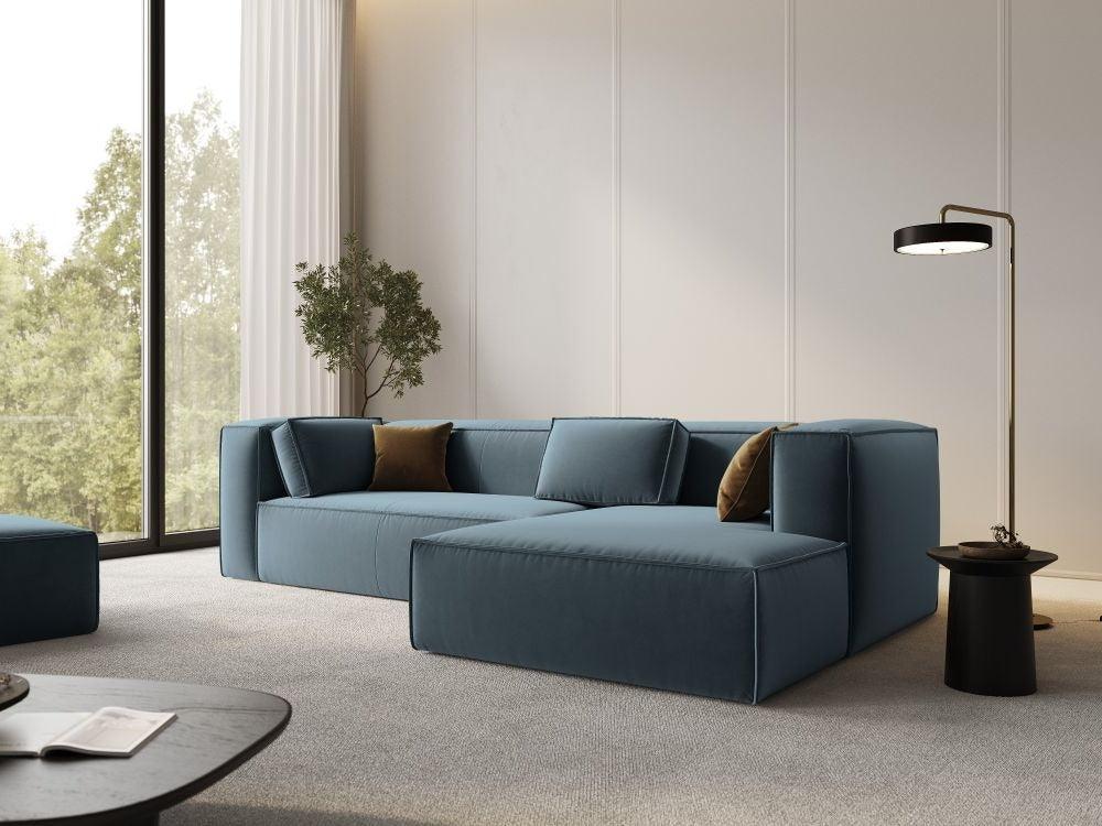 Ecksofa Samt 4-Sitzer rechts MACKAY blau