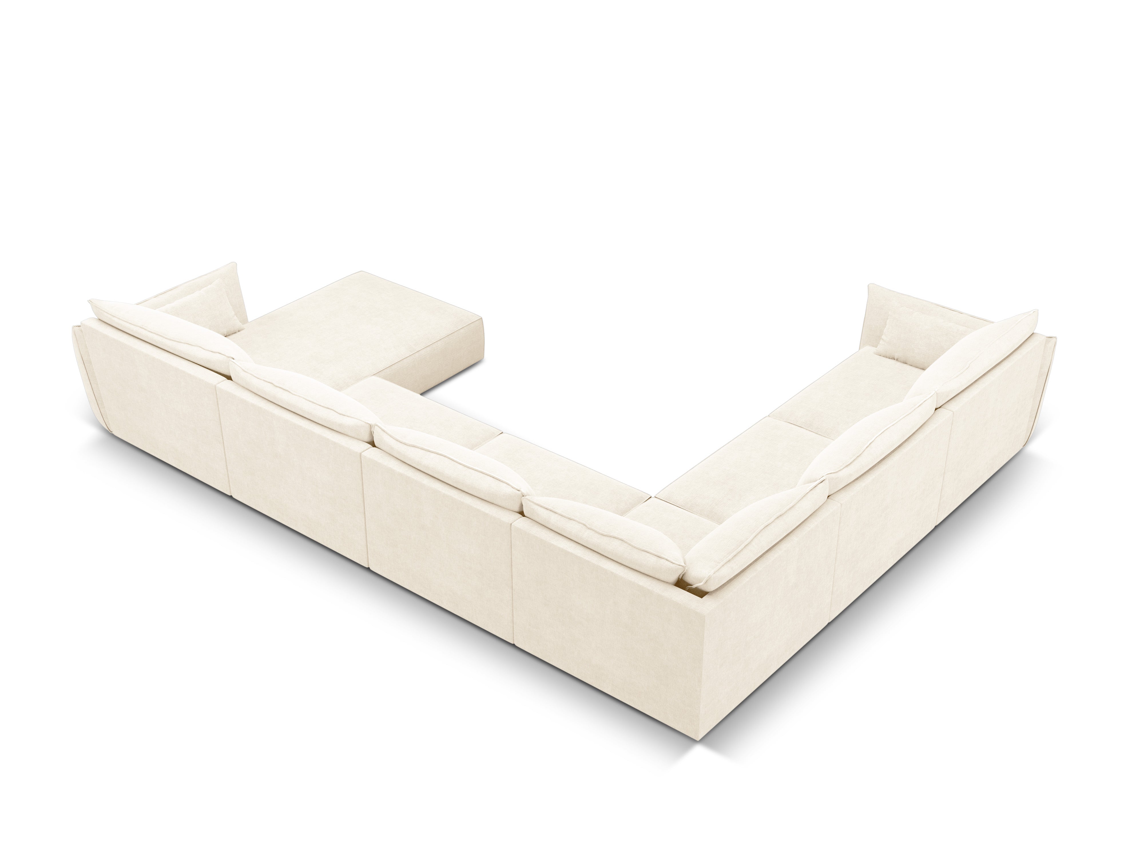 Eine Panorama -Ecke im Skinil -Stoff links leichte leichte beige vanda