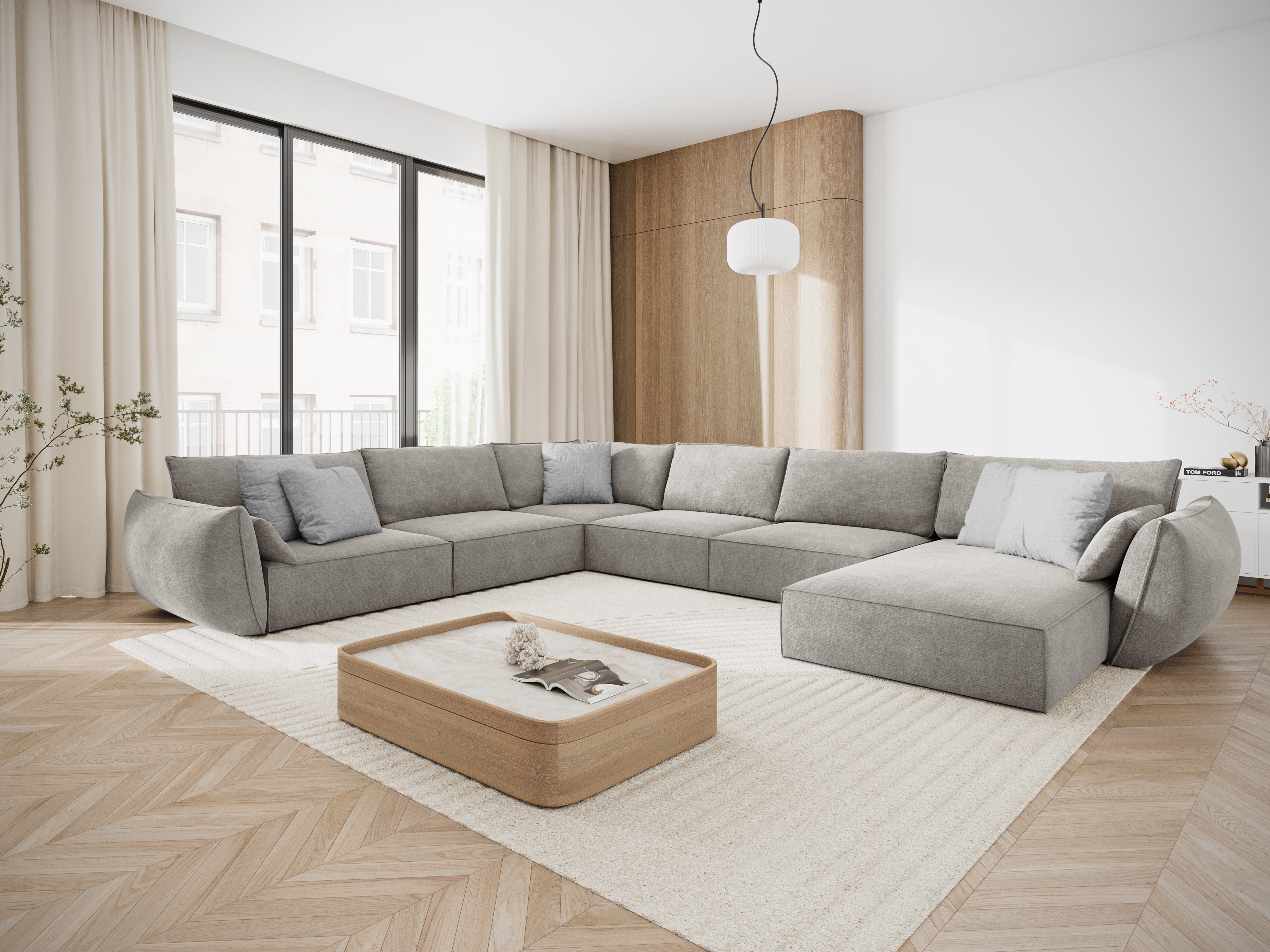 Eine Panorama -Ecke im Skinil -Stoff links -Vanda Jasnoszary