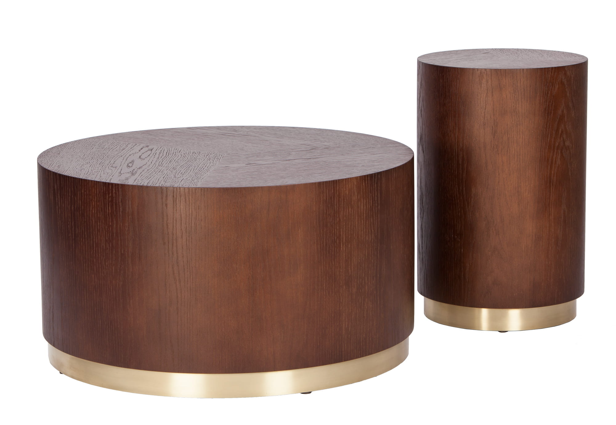 TROMME brown coffee table with a gold base