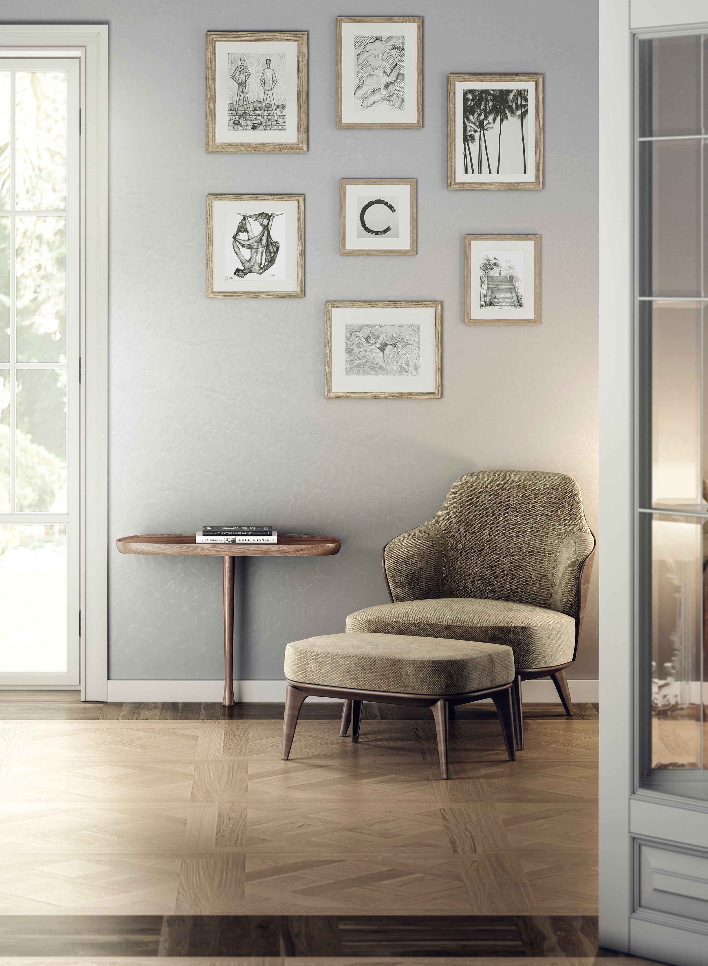 Wandbeistelltisch MESITA aus massivem Nussbaumholz