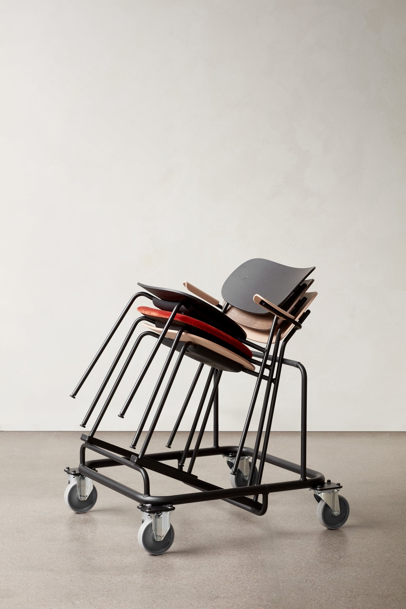 CO Armchair with Armrests Black Oak Veneer with Black Base