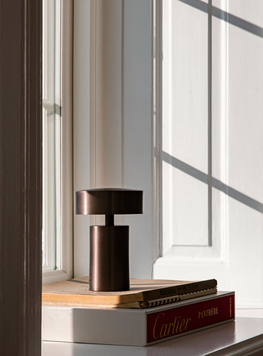Tragbare Lampe COLUMN braunes Aluminium
