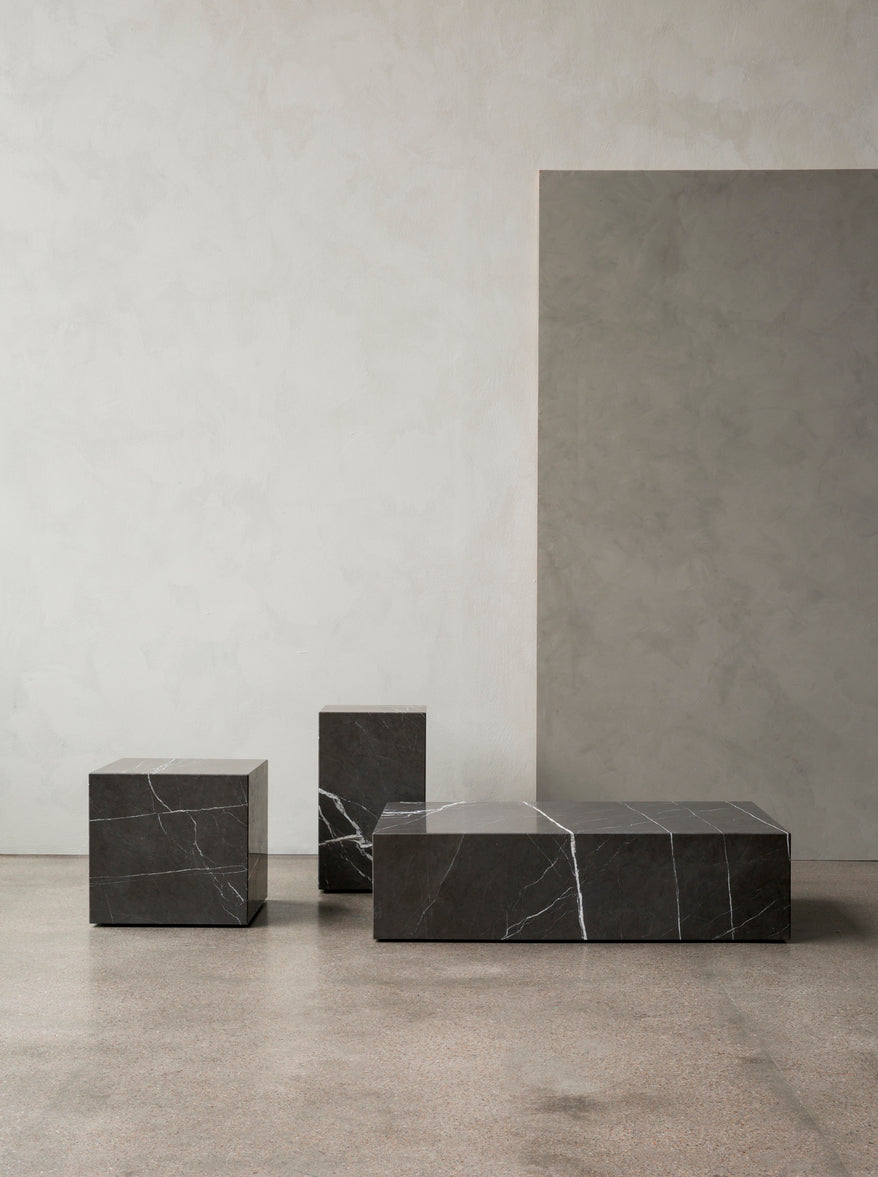 PLINTH CUBIC Side Table Brown Marble