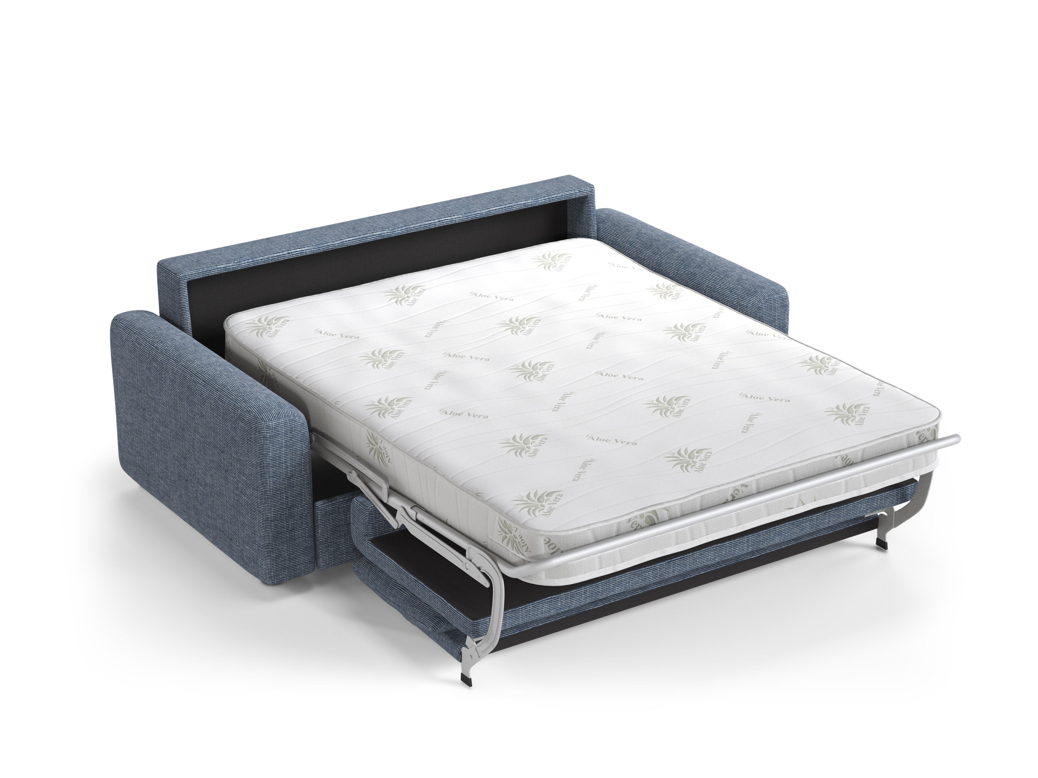3-Seater Sofa with Sleeping Function DAVID Blue Melange