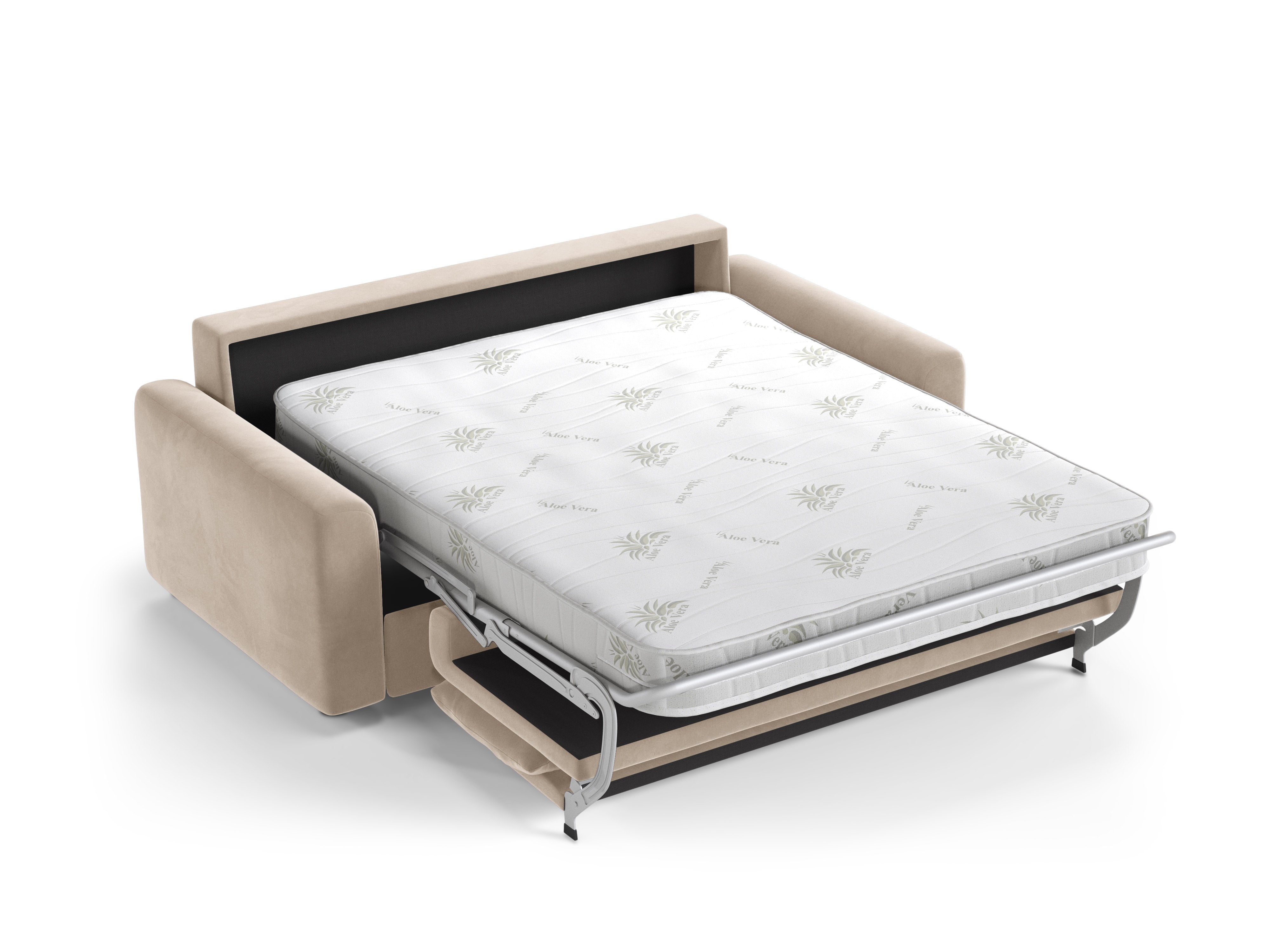 Sofa aus Samt 3-sitzig mit Schlaf-Funktion DAVID beige