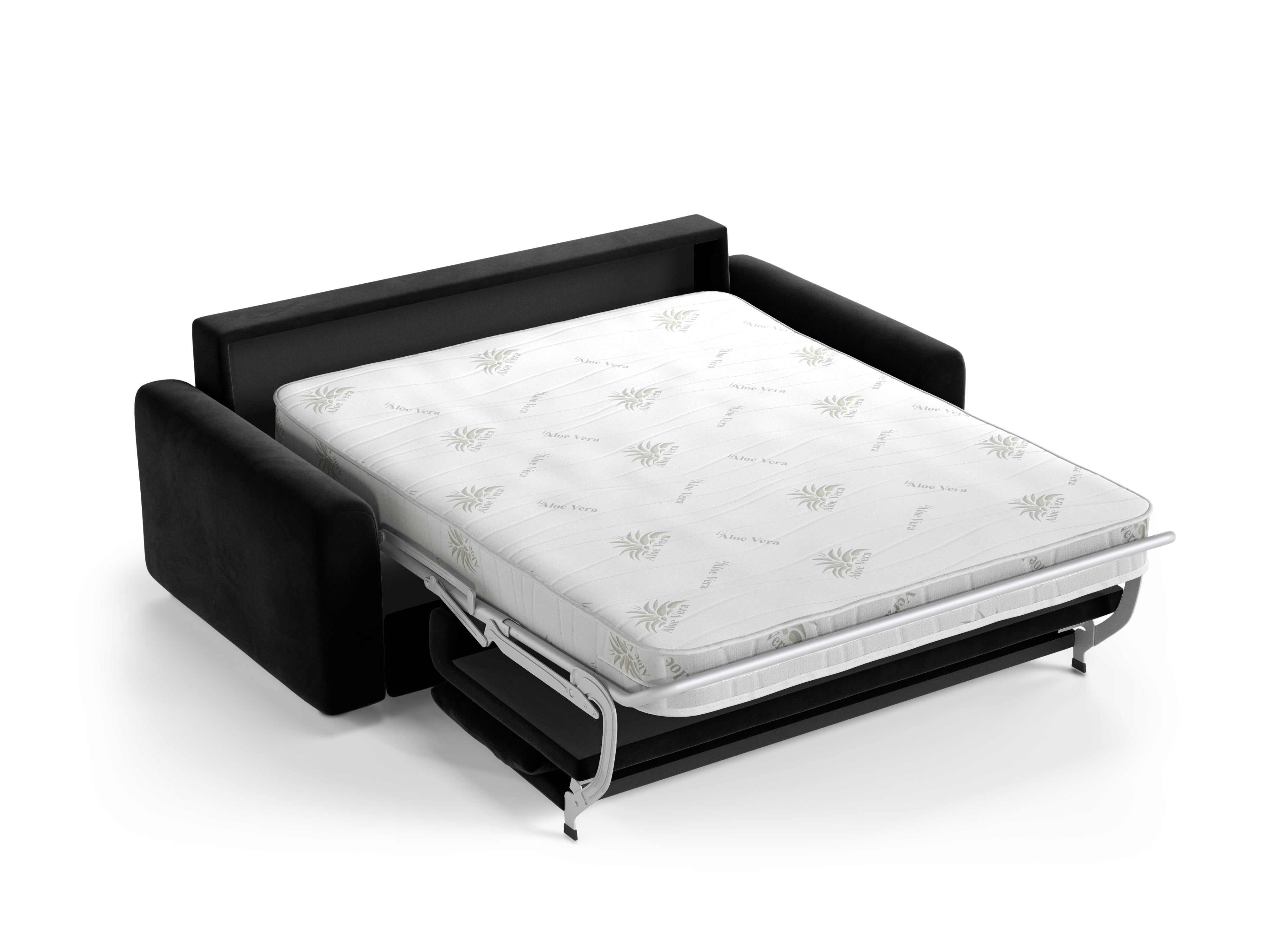 Sofa aus Samt für 3 Personen mit Schlaf-Funktion DAVID schwarz