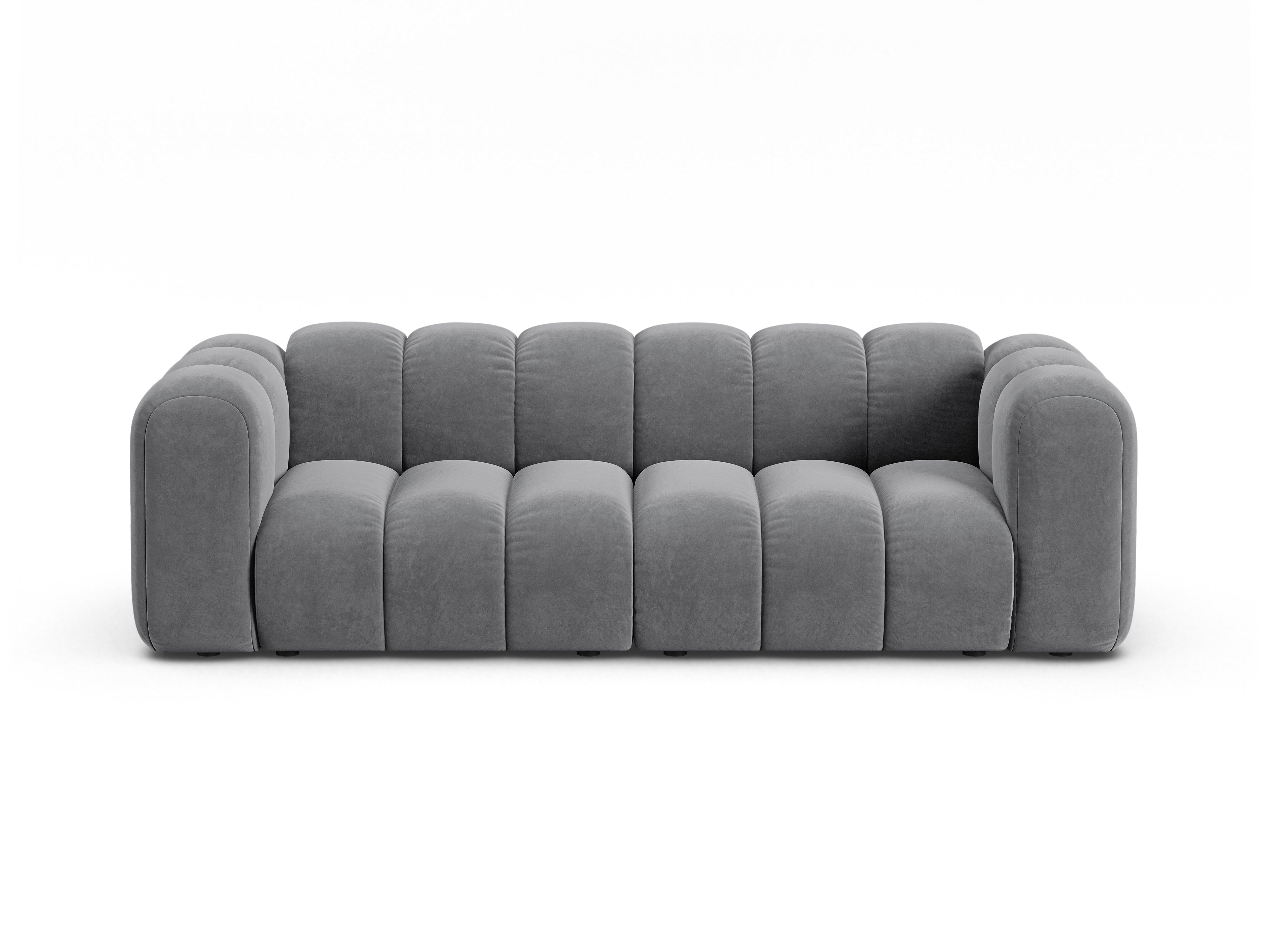 Sofa aus Samt 3-sitzig LUPINE grau