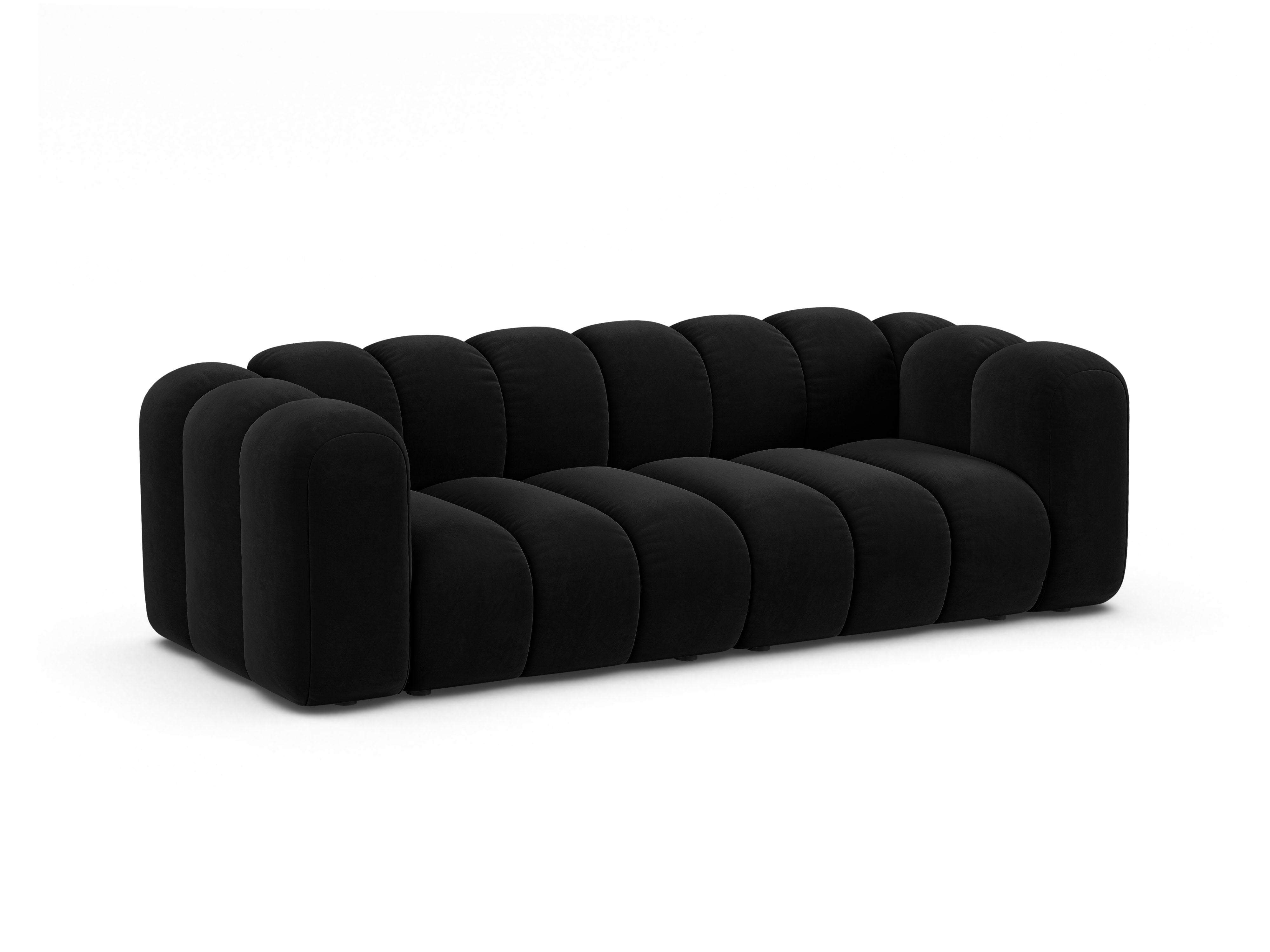 Sofa aus Samt 3-sitzig LUPINE schwarz