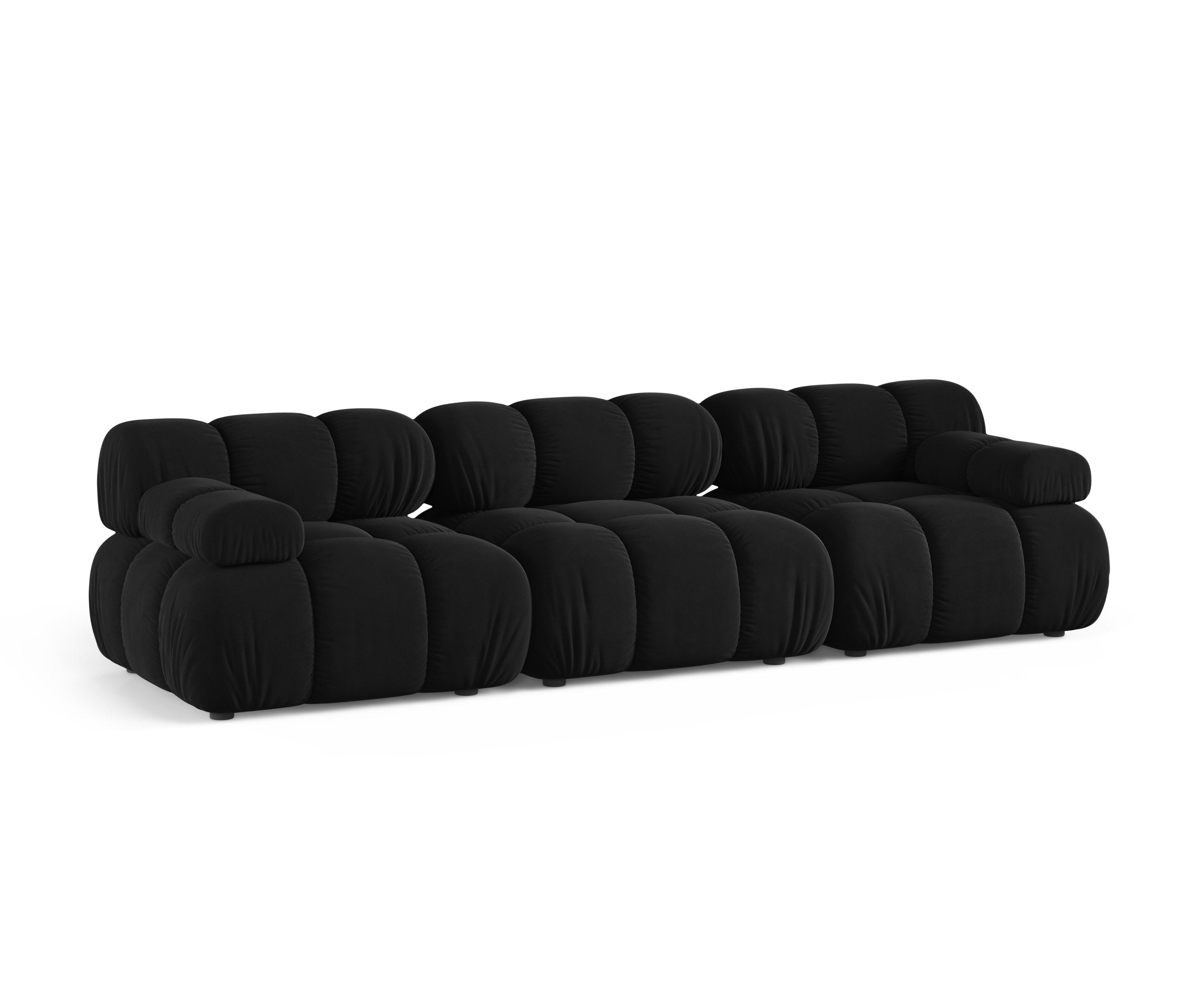Modulares 3-Sitzer-Sofa aus Samt BELLIS in Schwarz