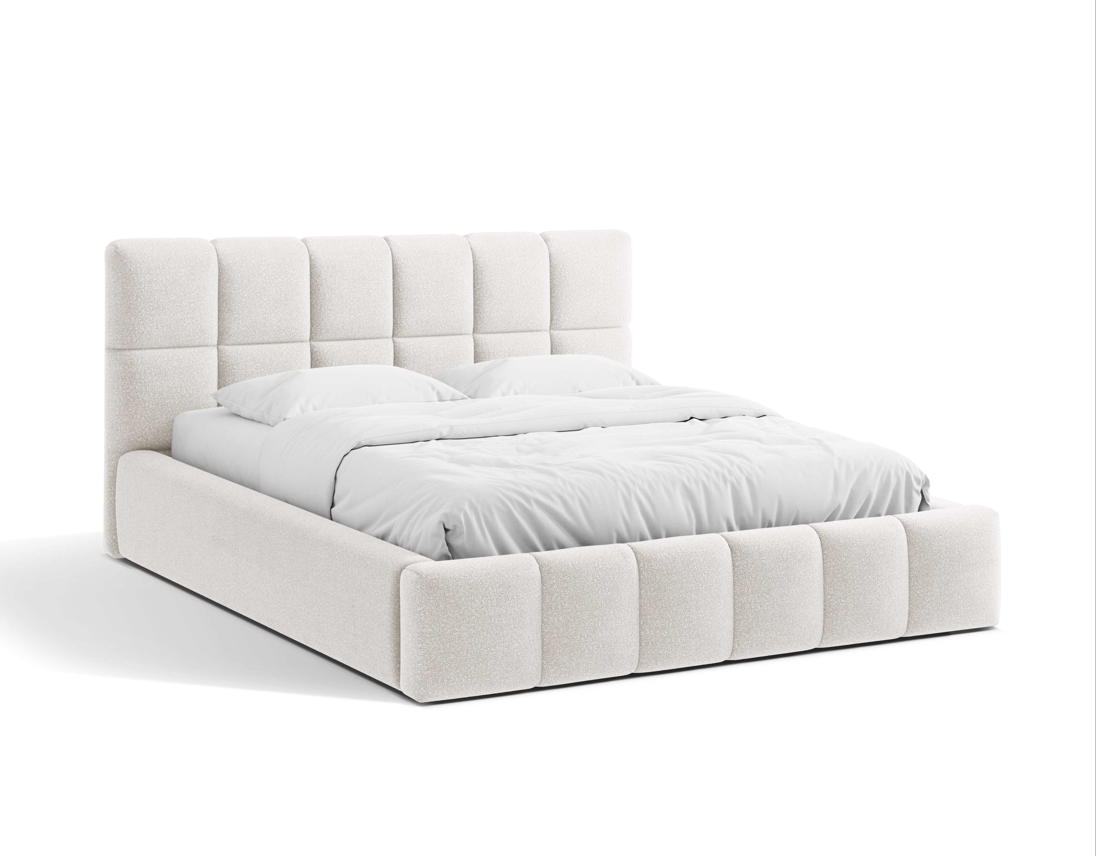 Bett mit Bettkasten BELLIS in weißem Boucle