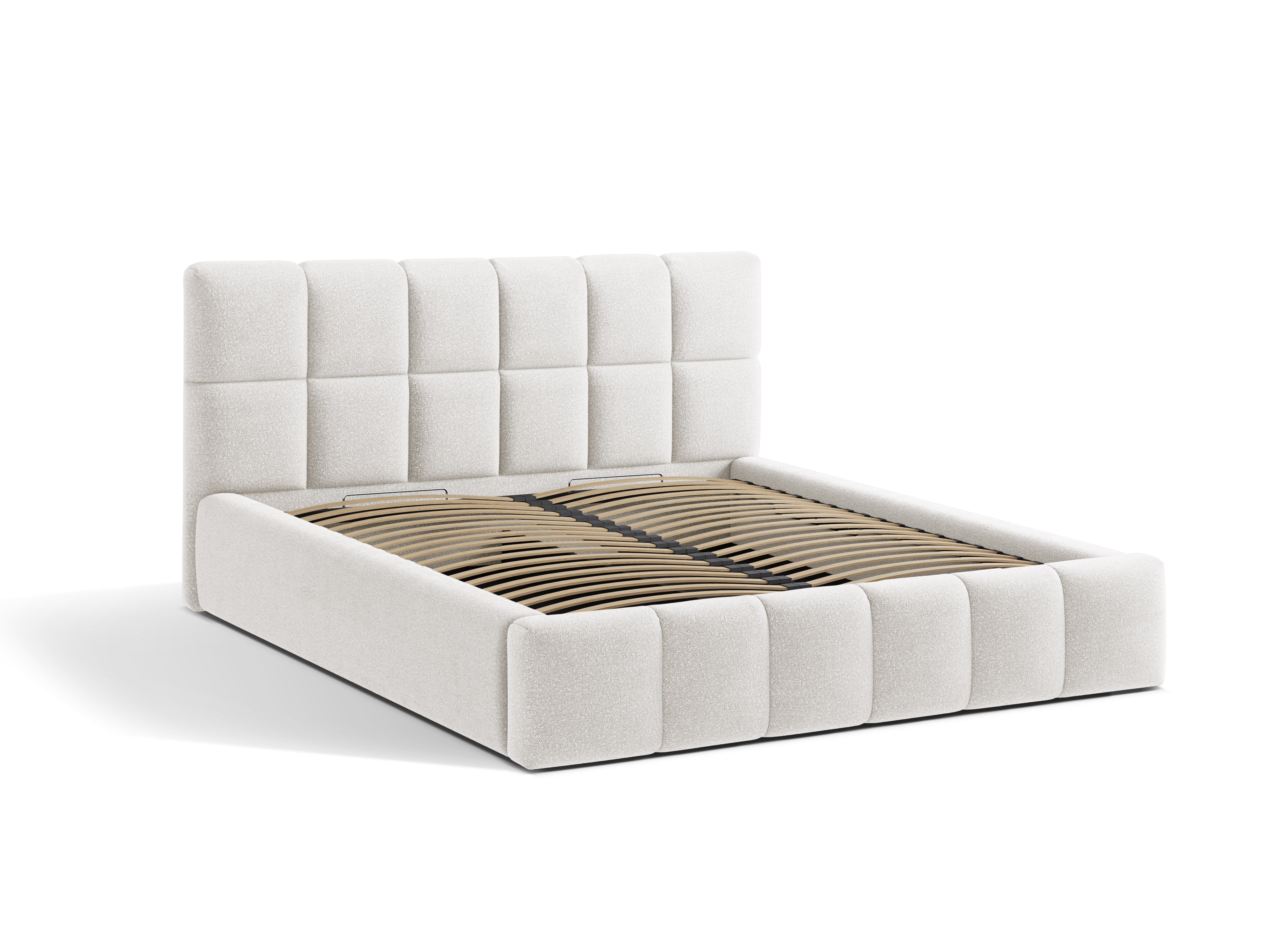 Bett mit Bettkasten BELLIS in weißem Boucle