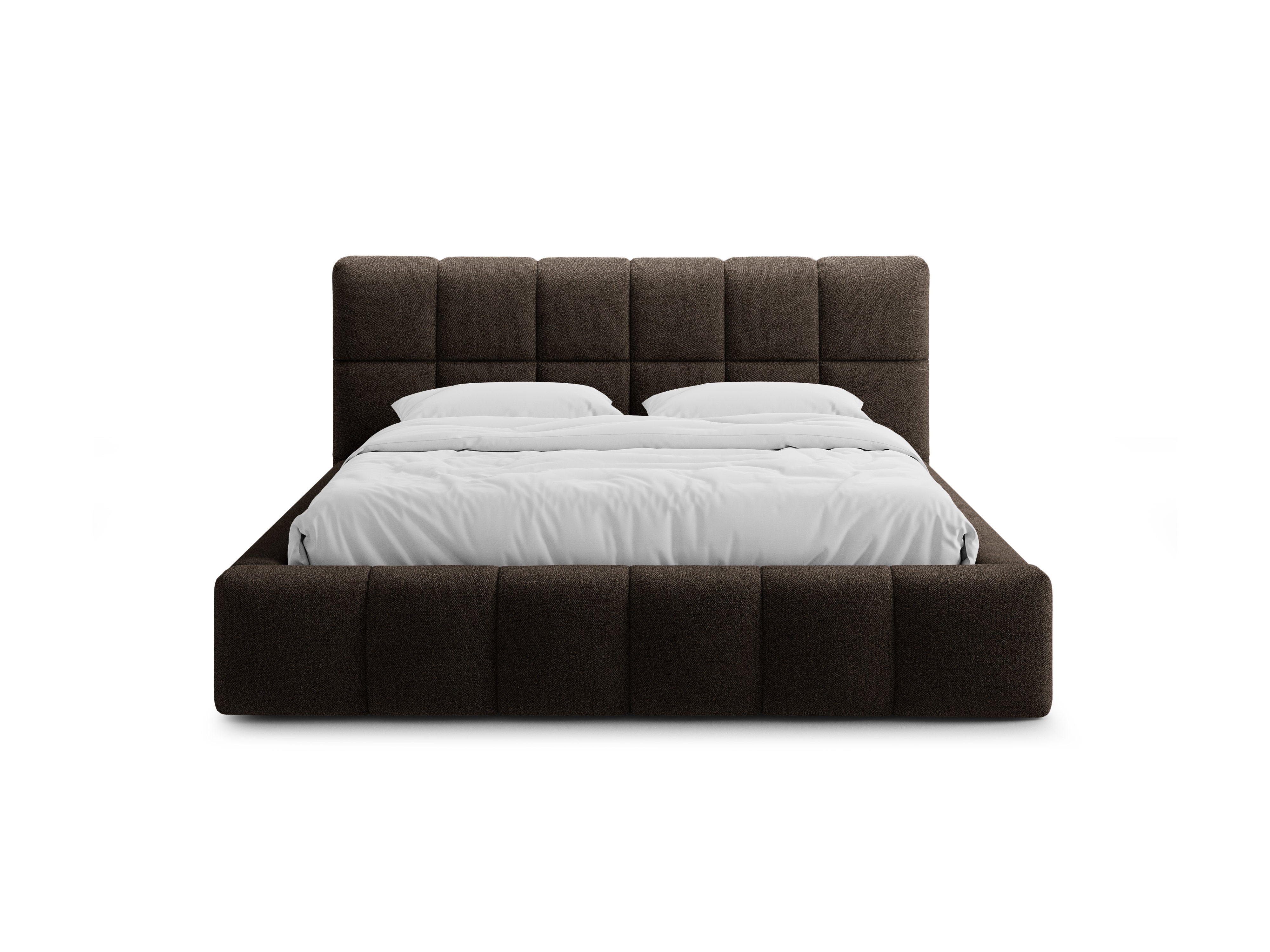 BELLIS Bett mit Bettkasten in braunem Boucle