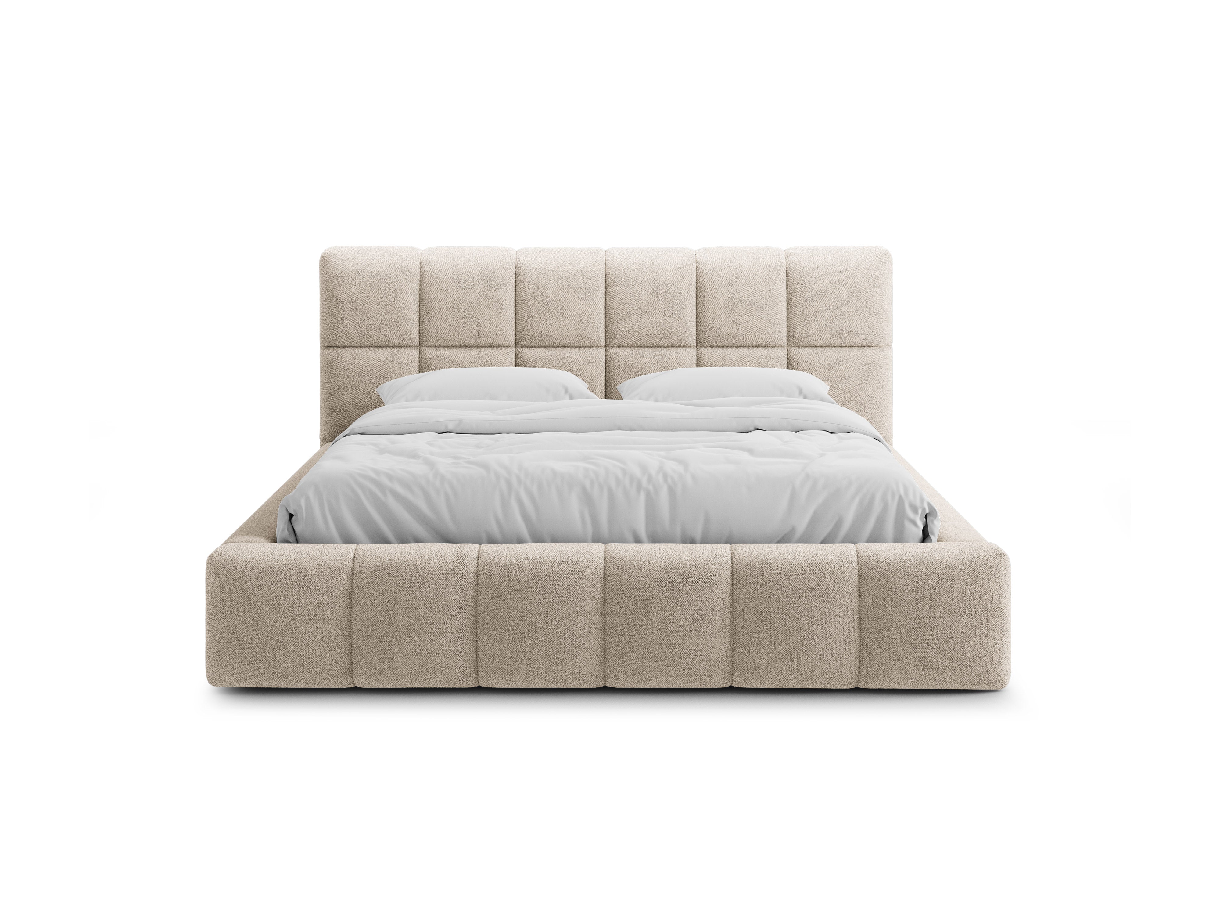 BELLIS Bett mit Bettkasten in beigem Boucle