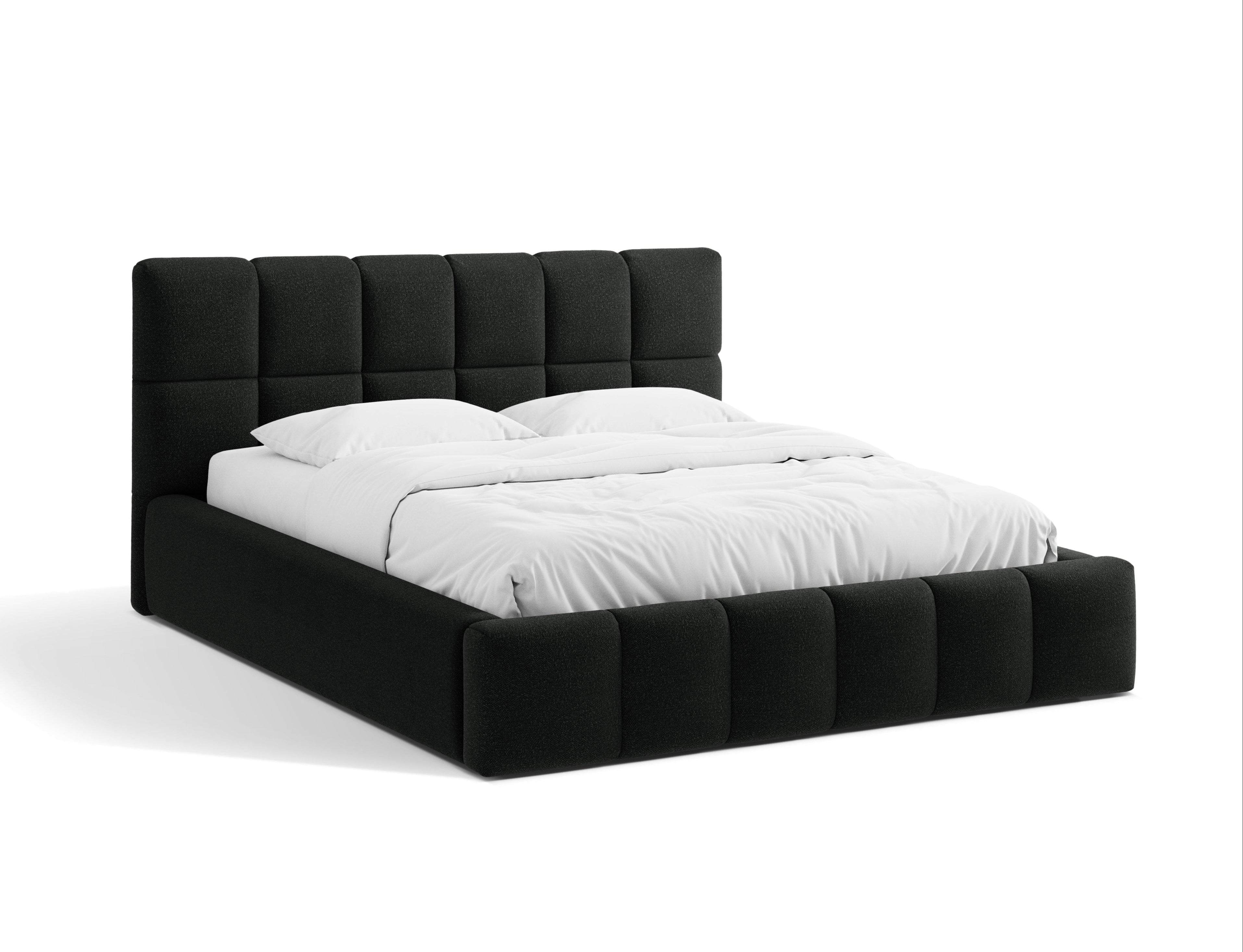 Bett mit Bettkasten BELLIS in schwarzem Boucle