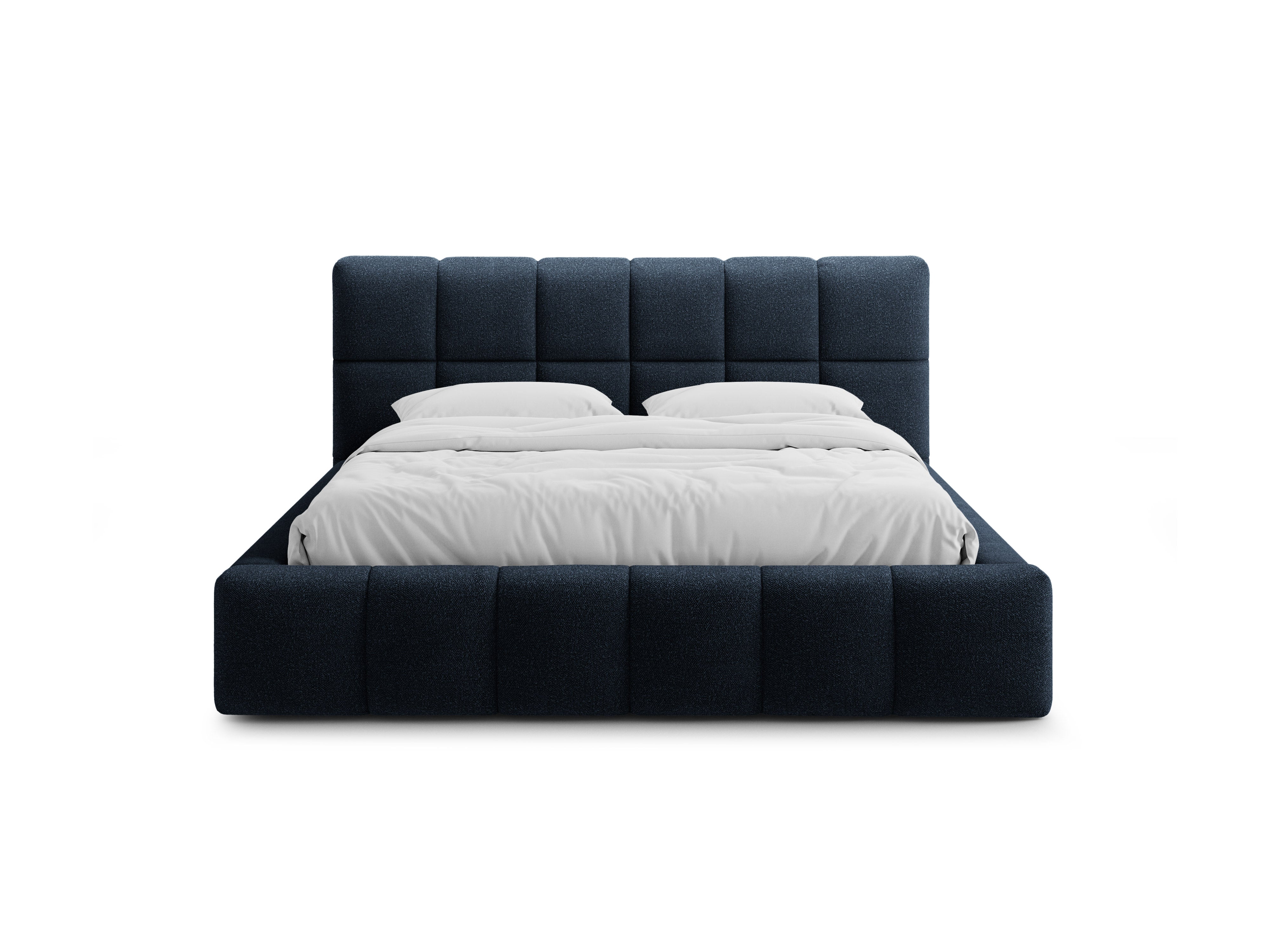 BELLIS Bett mit Bettkasten in marineblauem Boucle