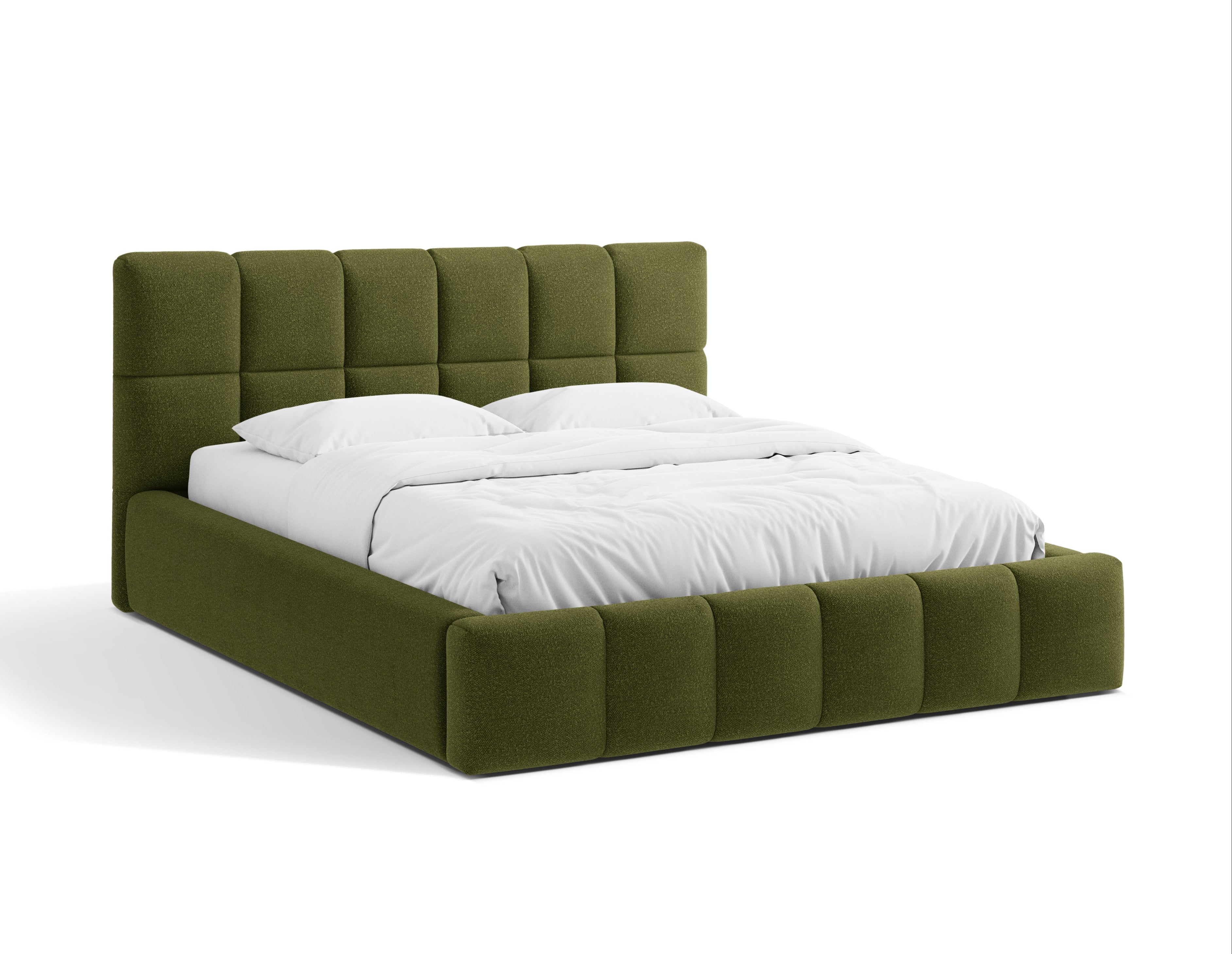 BELLIS Bett mit Bettkasten in grünem Boucle