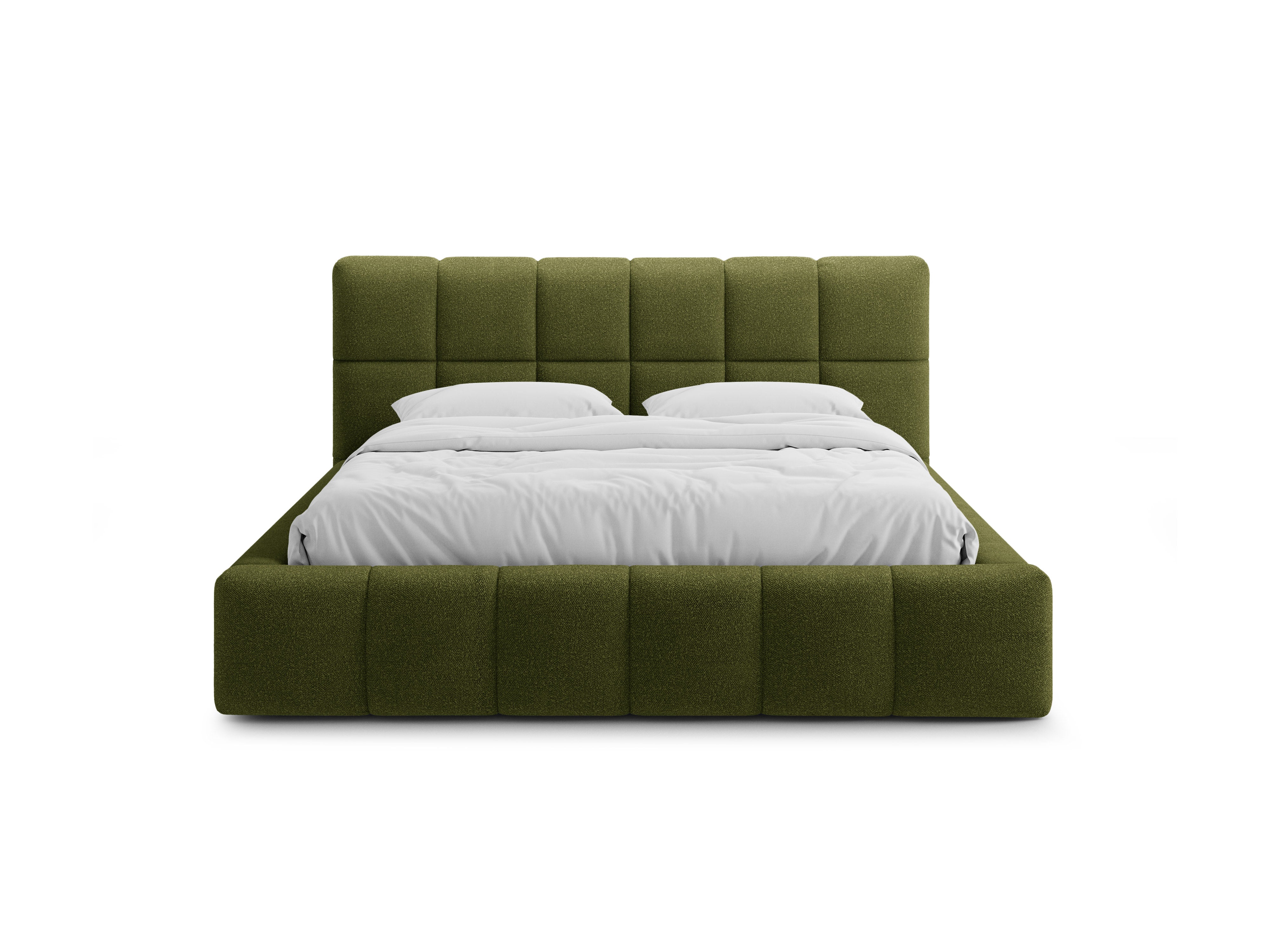 BELLIS Bett mit Bettkasten in grünem Boucle