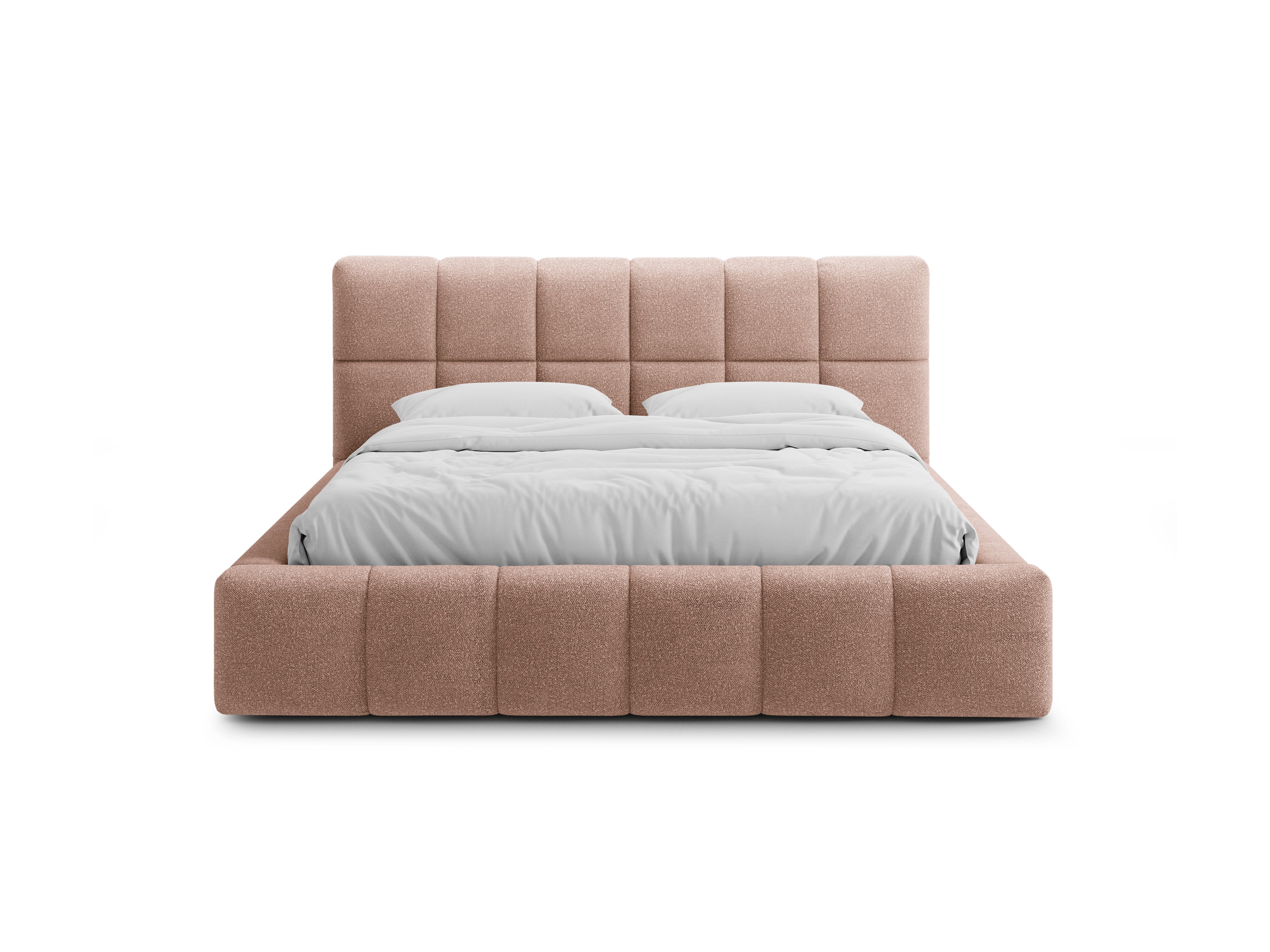 BELLIS Bett mit Bettkasten in pudrigem rosa Boucle