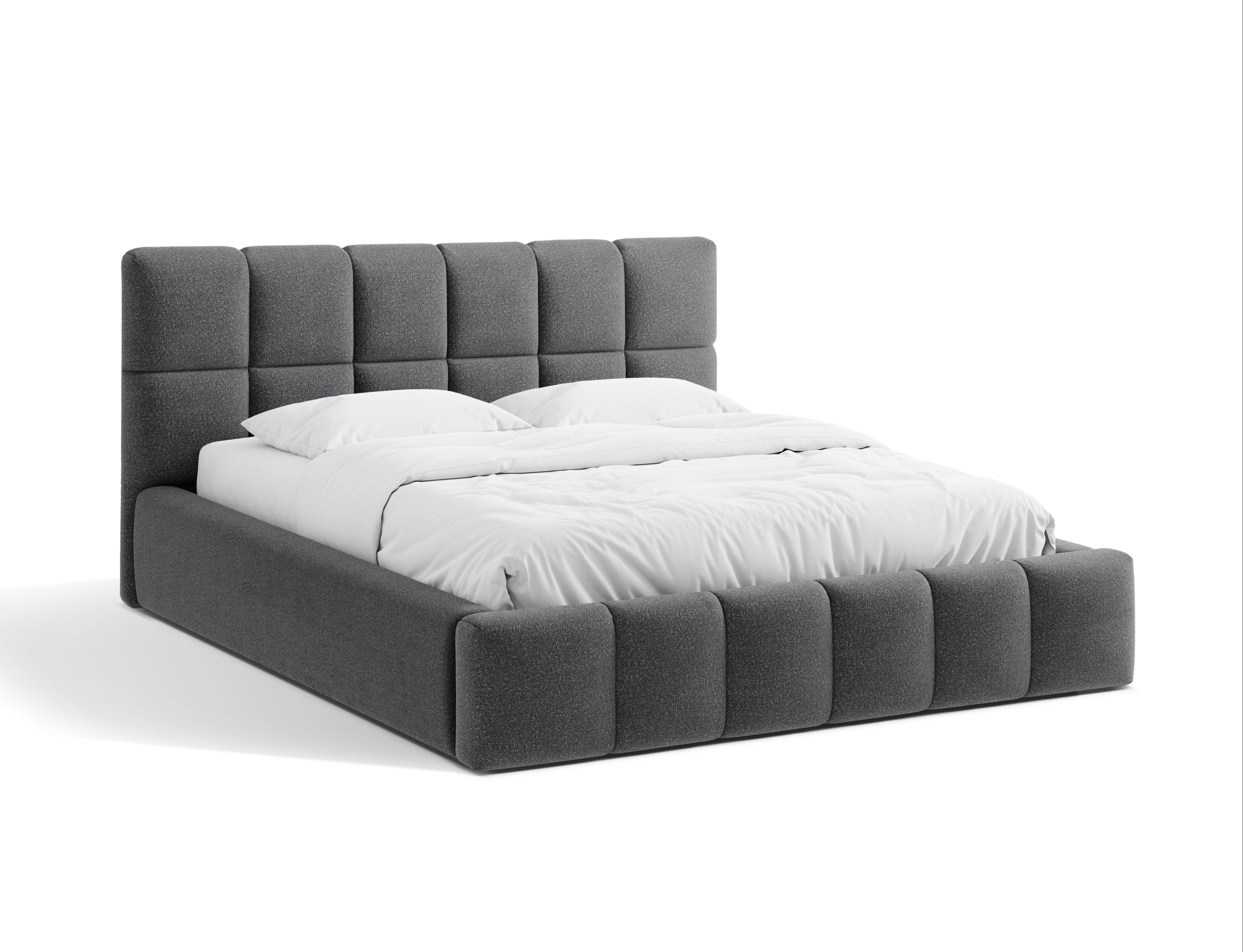BELLIS Bett mit Bettkasten in grauem Boucle