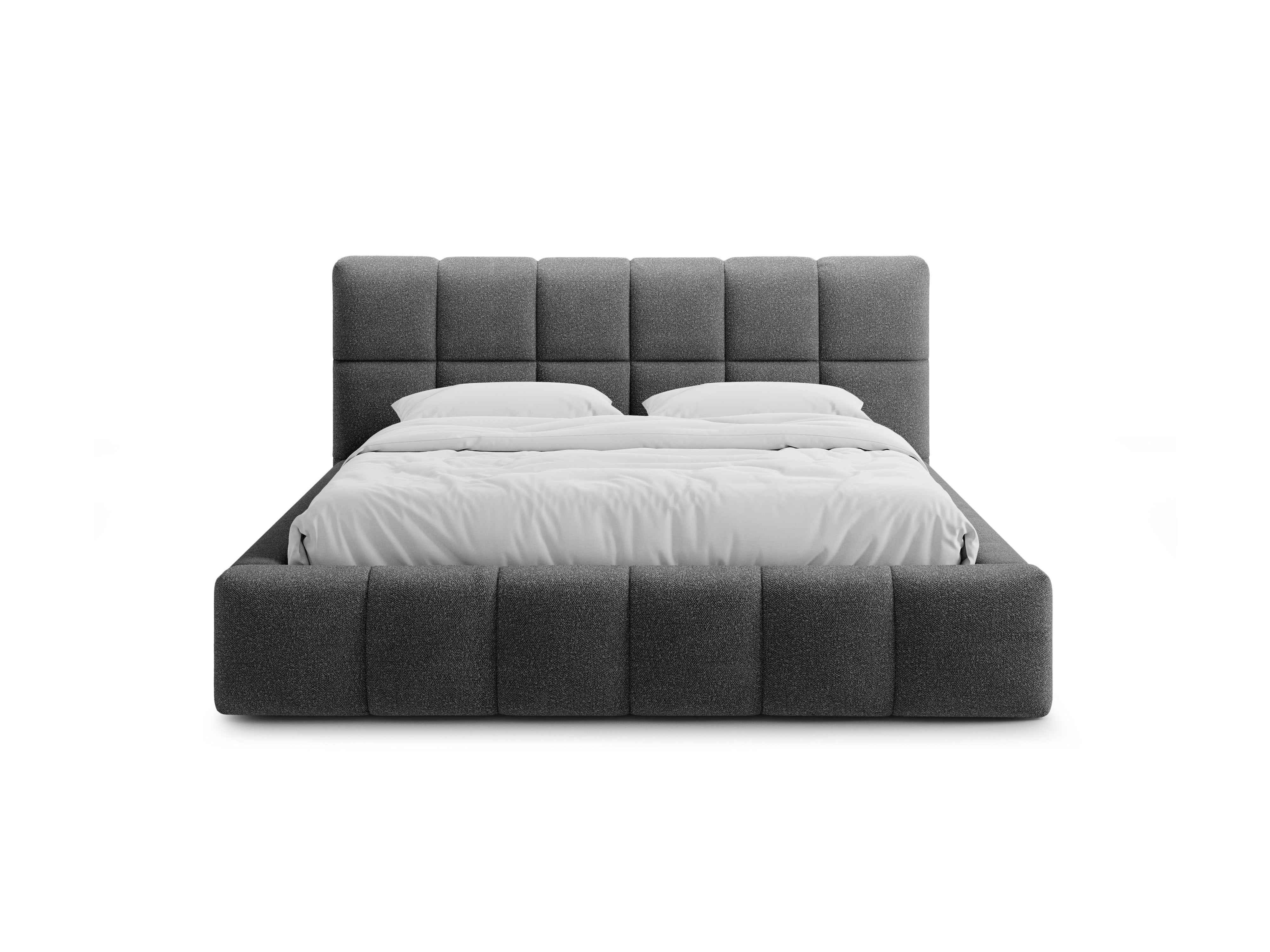 BELLIS Bett mit Bettkasten in grauem Boucle
